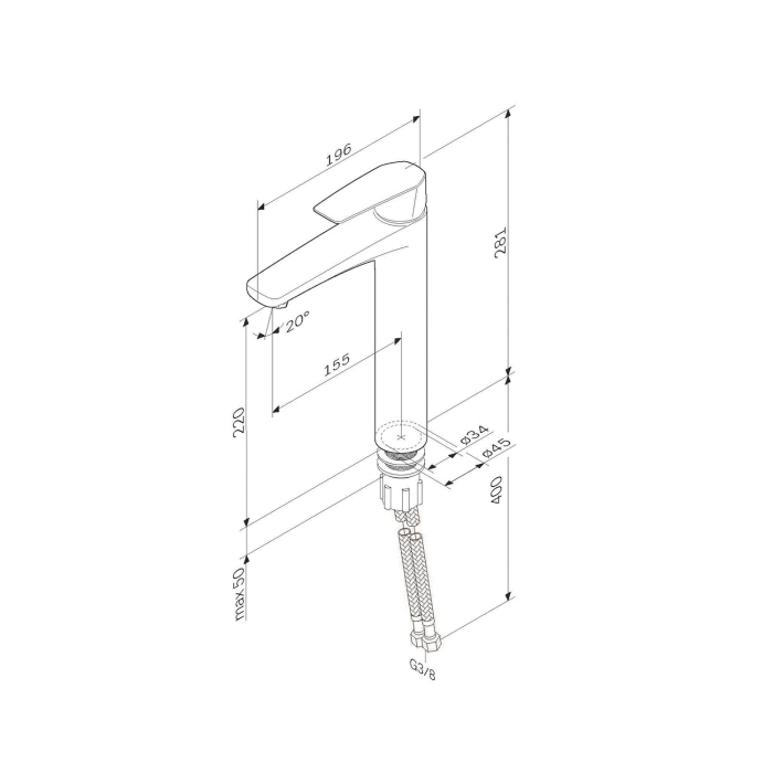Baterie lavoar inalta AM.PM Gem F90A92022, monocomanda, negru [9]