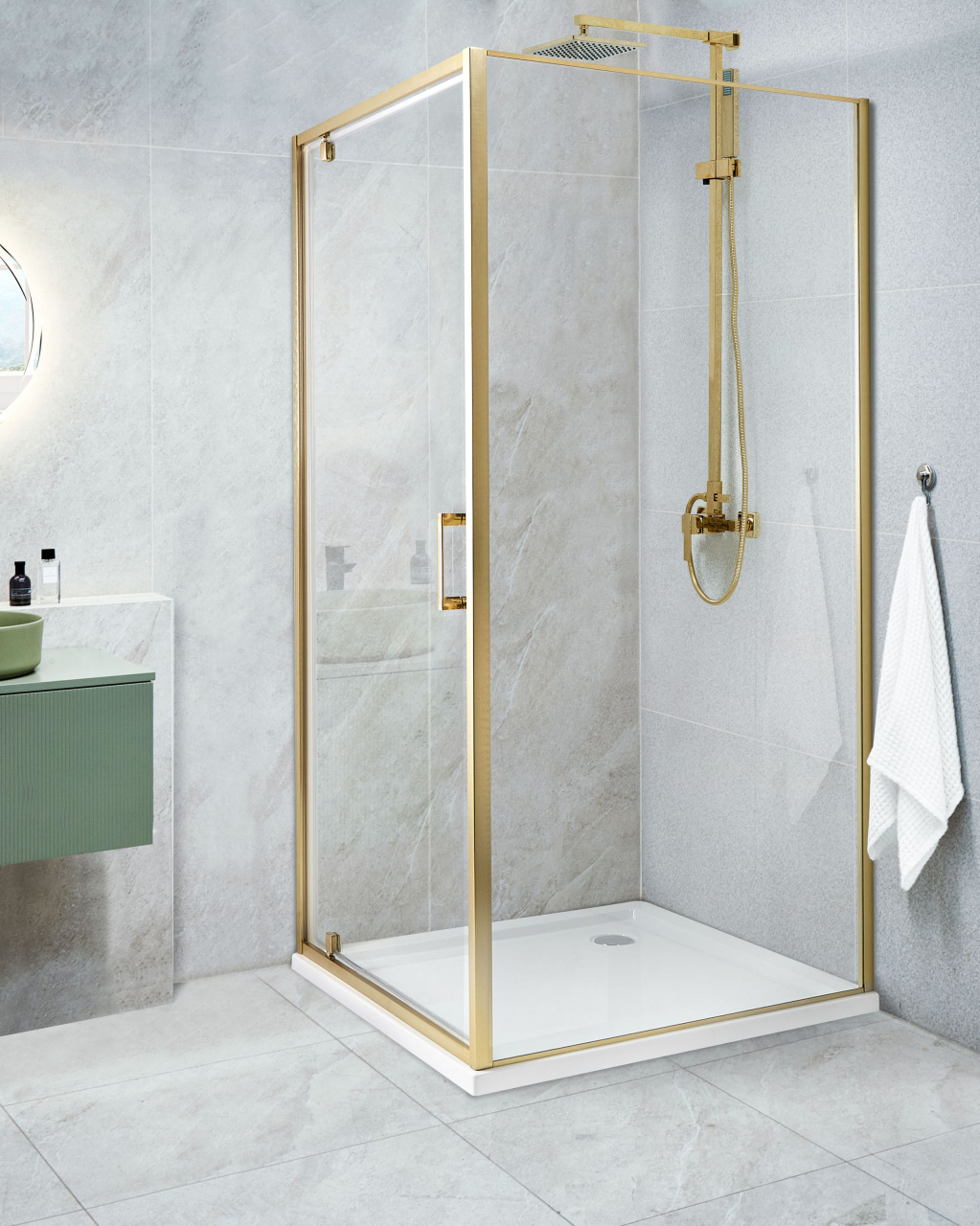 Shower cabin DARLI 90 x 90 x 185 cm Gold [1]