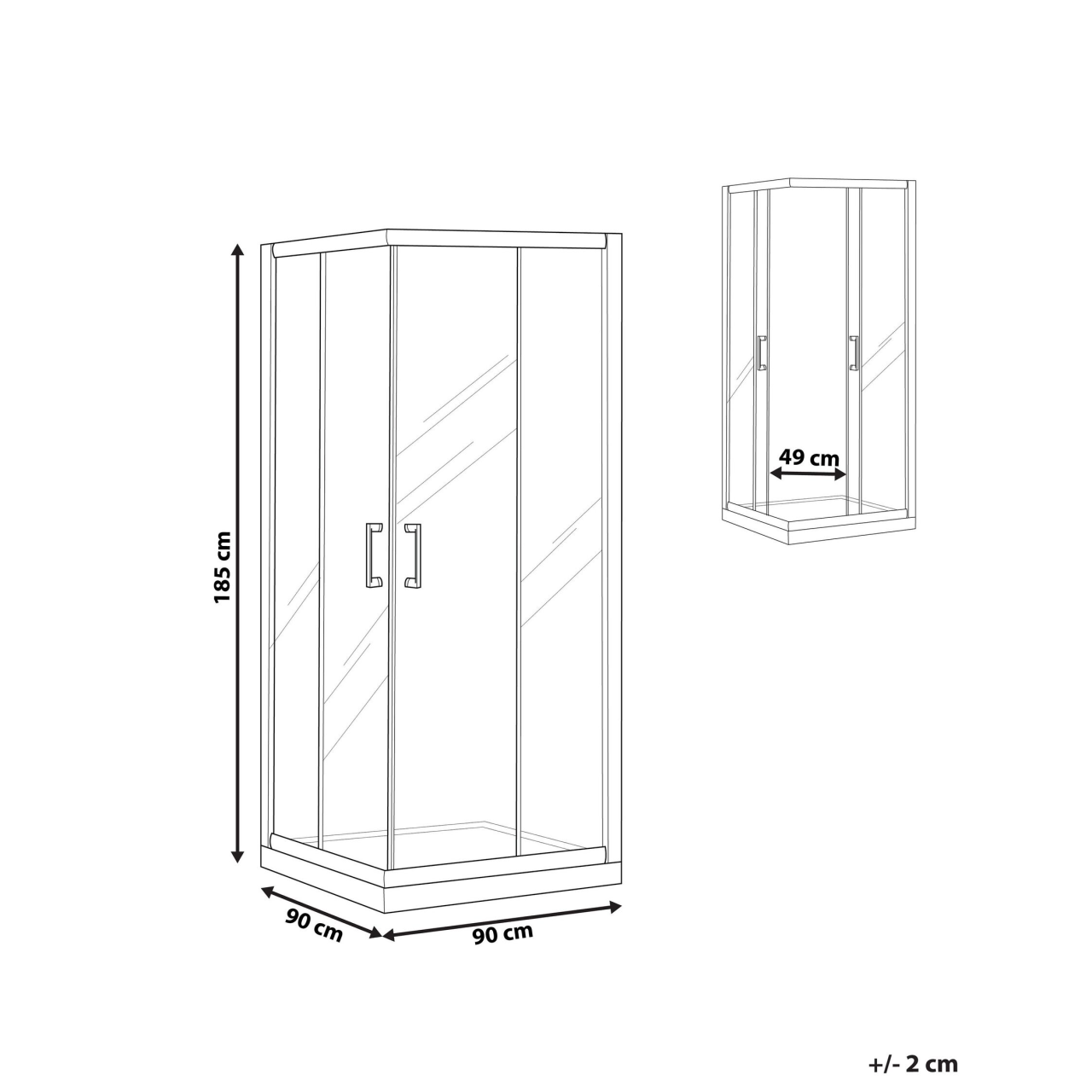 TELA shower cabin 90 x 90 x 185 cm Silver [3]