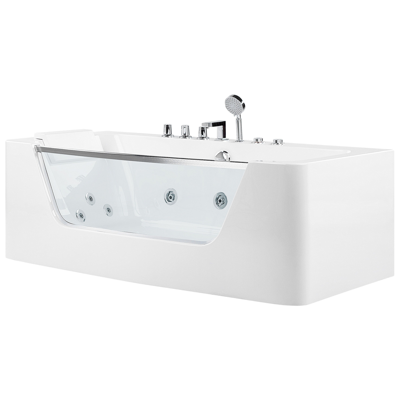 Corner LED bathtub with hydromassage BARRANCA 170 x 85 cm White [6]