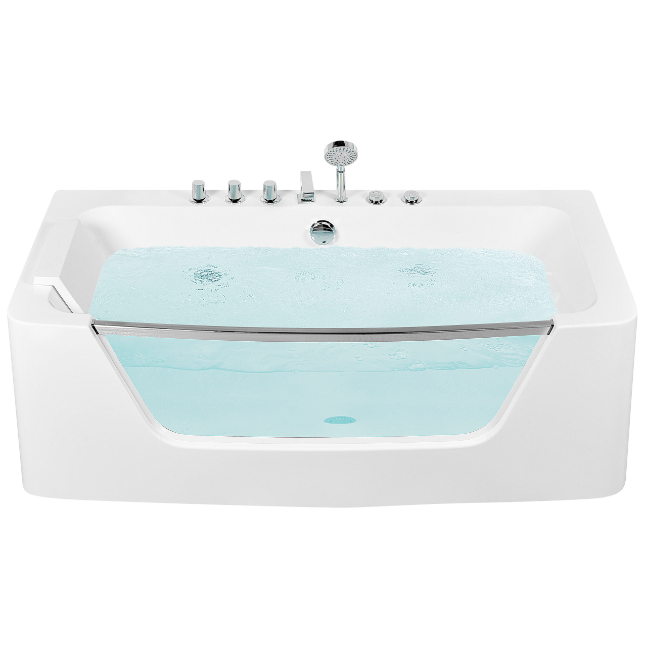 Corner LED bathtub with hydromassage BARRANCA 170 x 85 cm White [2]