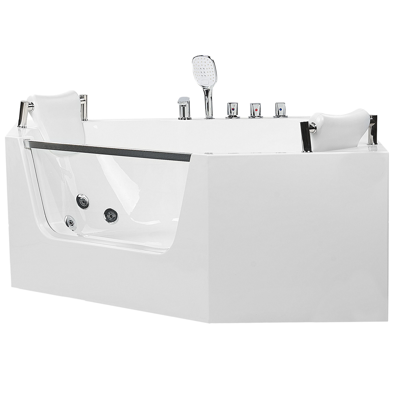 Cadă de colț cu hidromasaj CANTALLA 150 x 150 cm Alb [5]