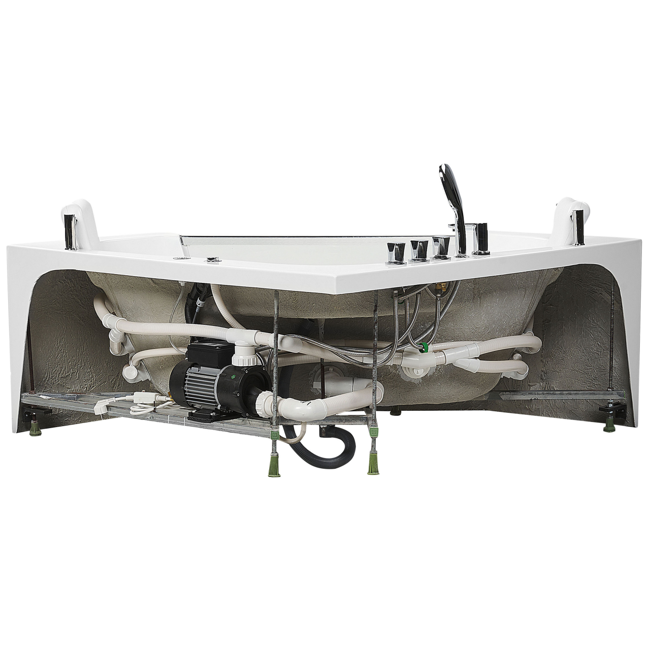 Cadă de colț cu hidromasaj CANTALLA 150 x 150 cm Alb [8]