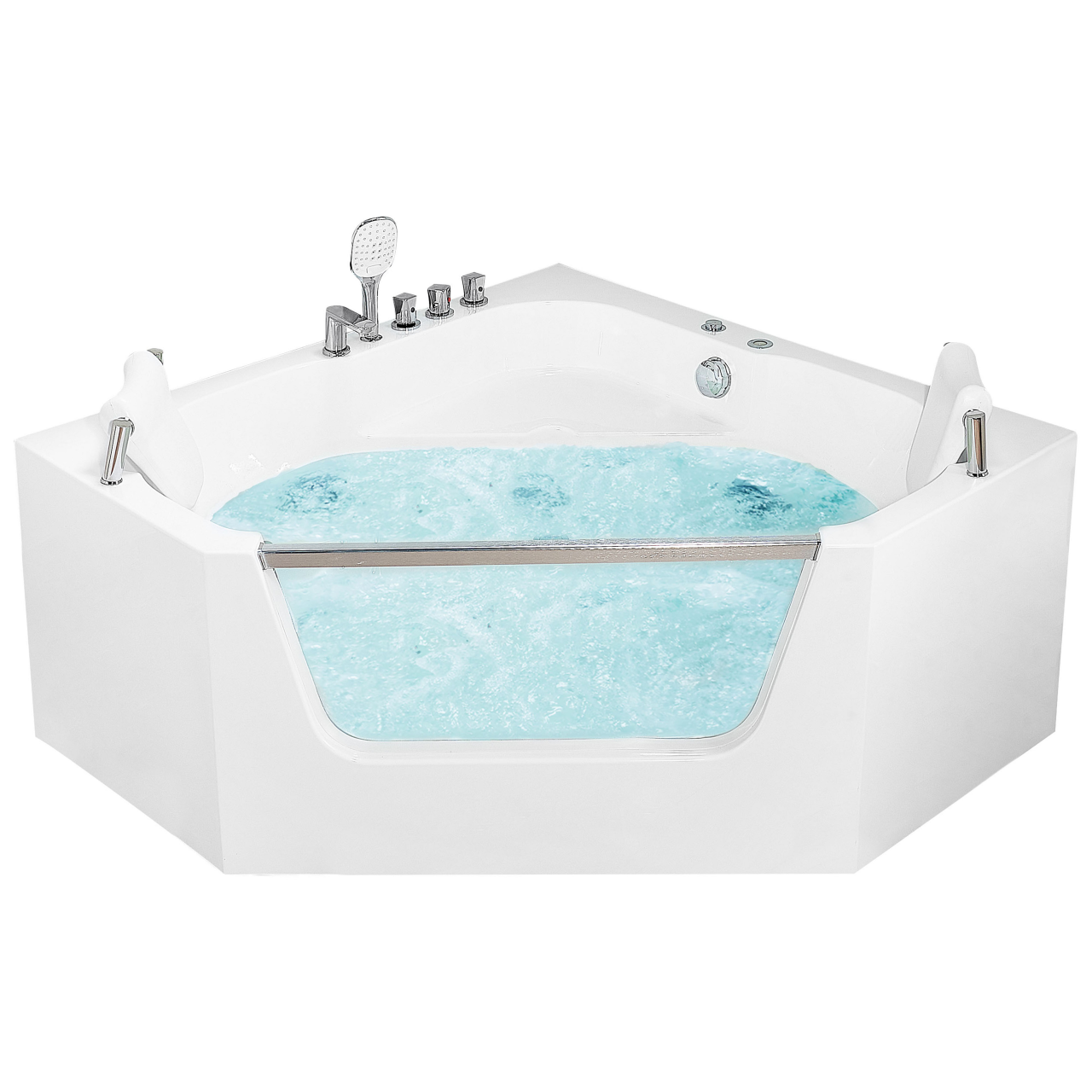 Cadă de colț cu hidromasaj CANTALLA 150 x 150 cm Alb [2]