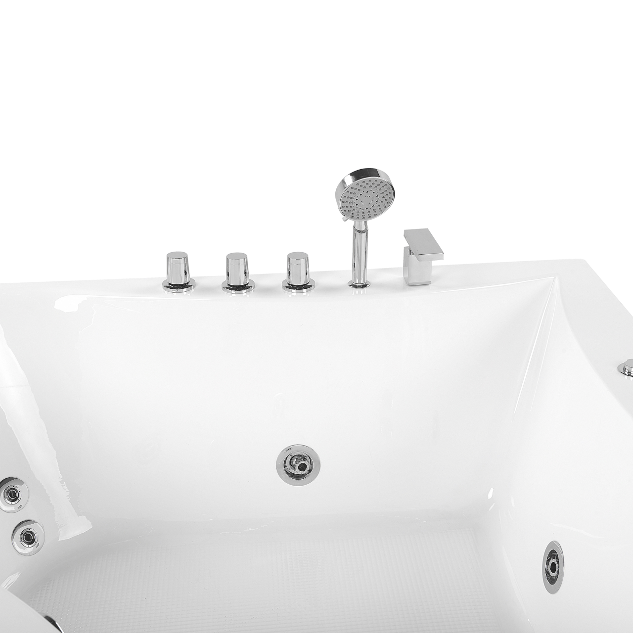 Cadă de colț cu hidromasaj ISLITA 187 x 133 cm Alb [9]