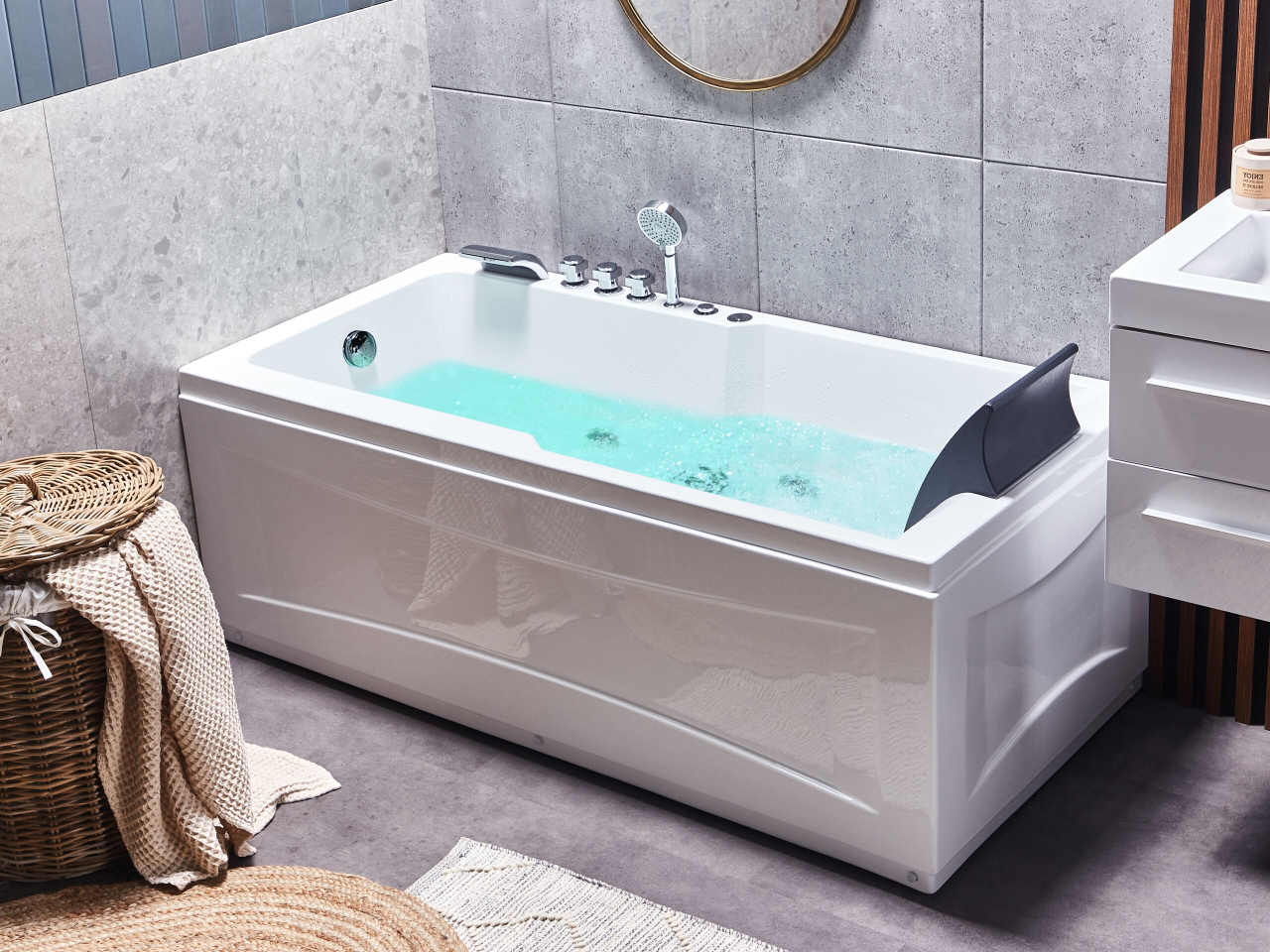 ARTEMISA LED corner whirlpool bathtub Right 170 x 80 cm White [1]