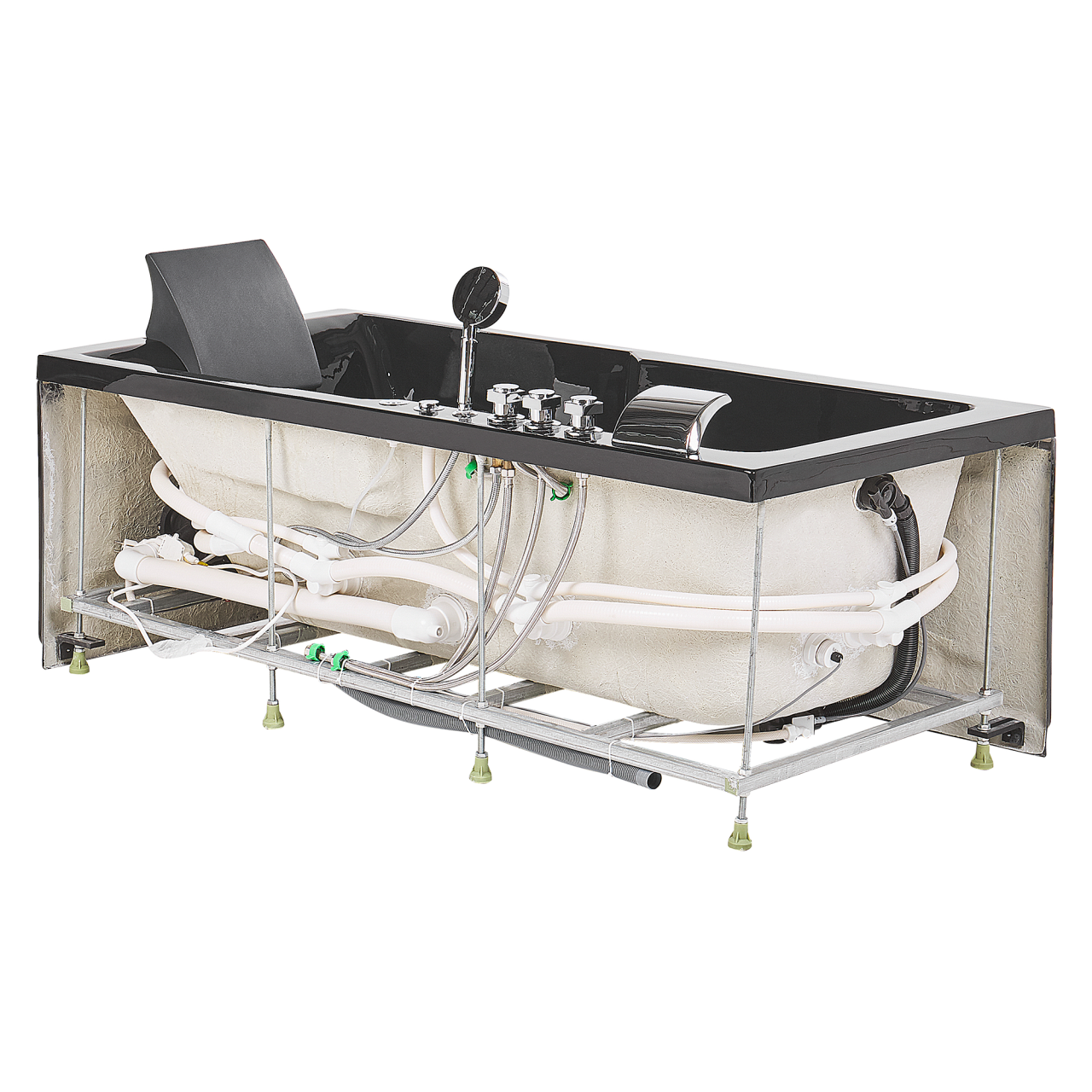 Cadă de colț LED cu hidromasaj ARTEMISA Dreapta 170 x 80 cm Negru [7]