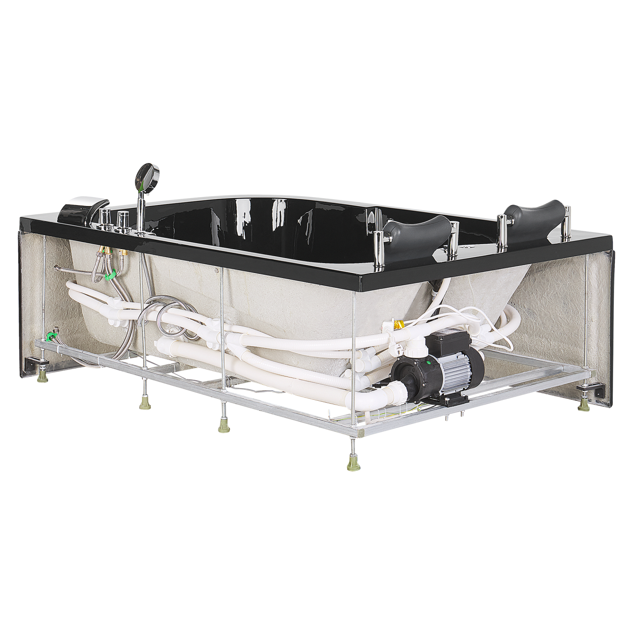 BAYAMO LED corner bathtub with whirlpool Right 170 x 120 cm Black [9]