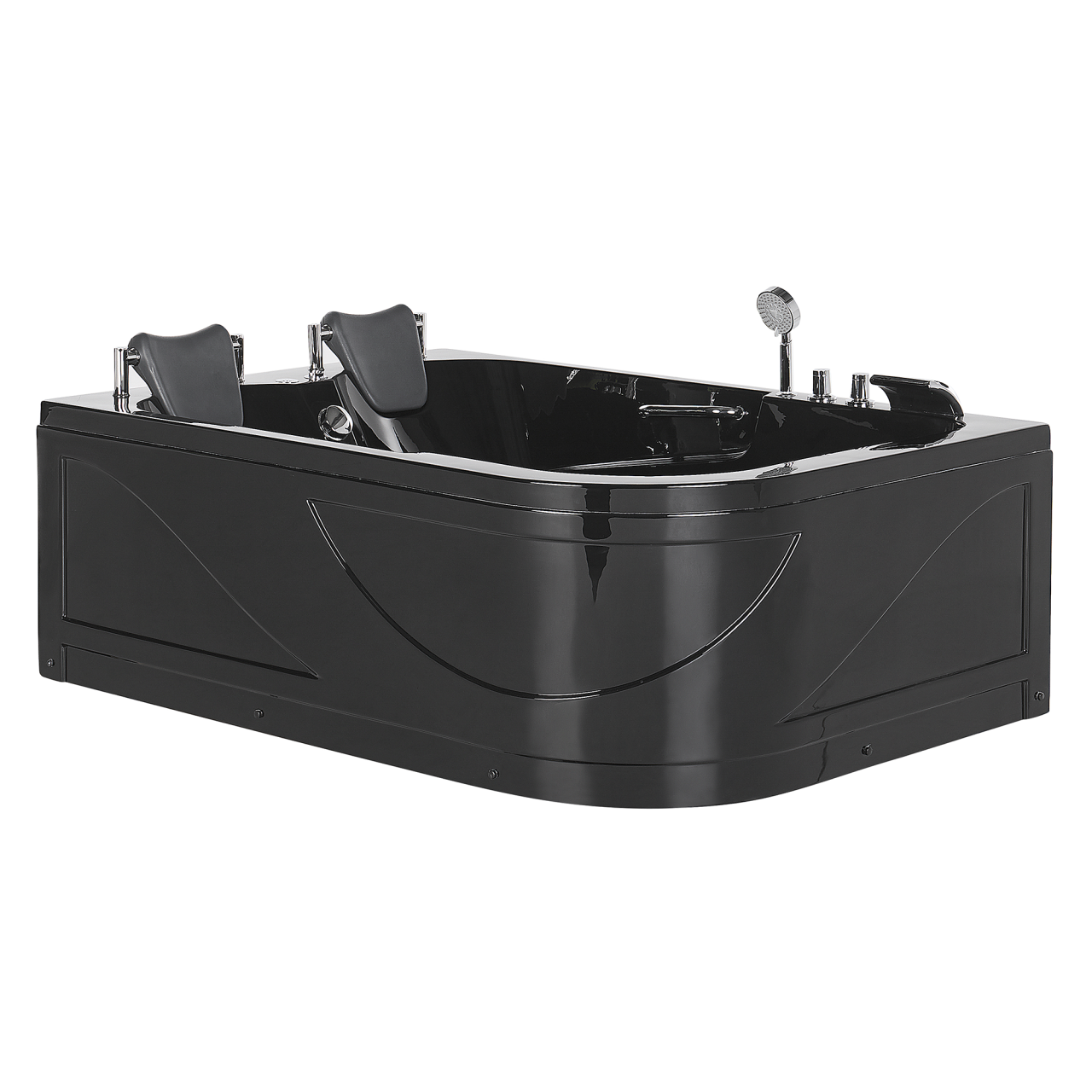 BAYAMO LED corner bathtub with whirlpool Right 170 x 120 cm Black [7]