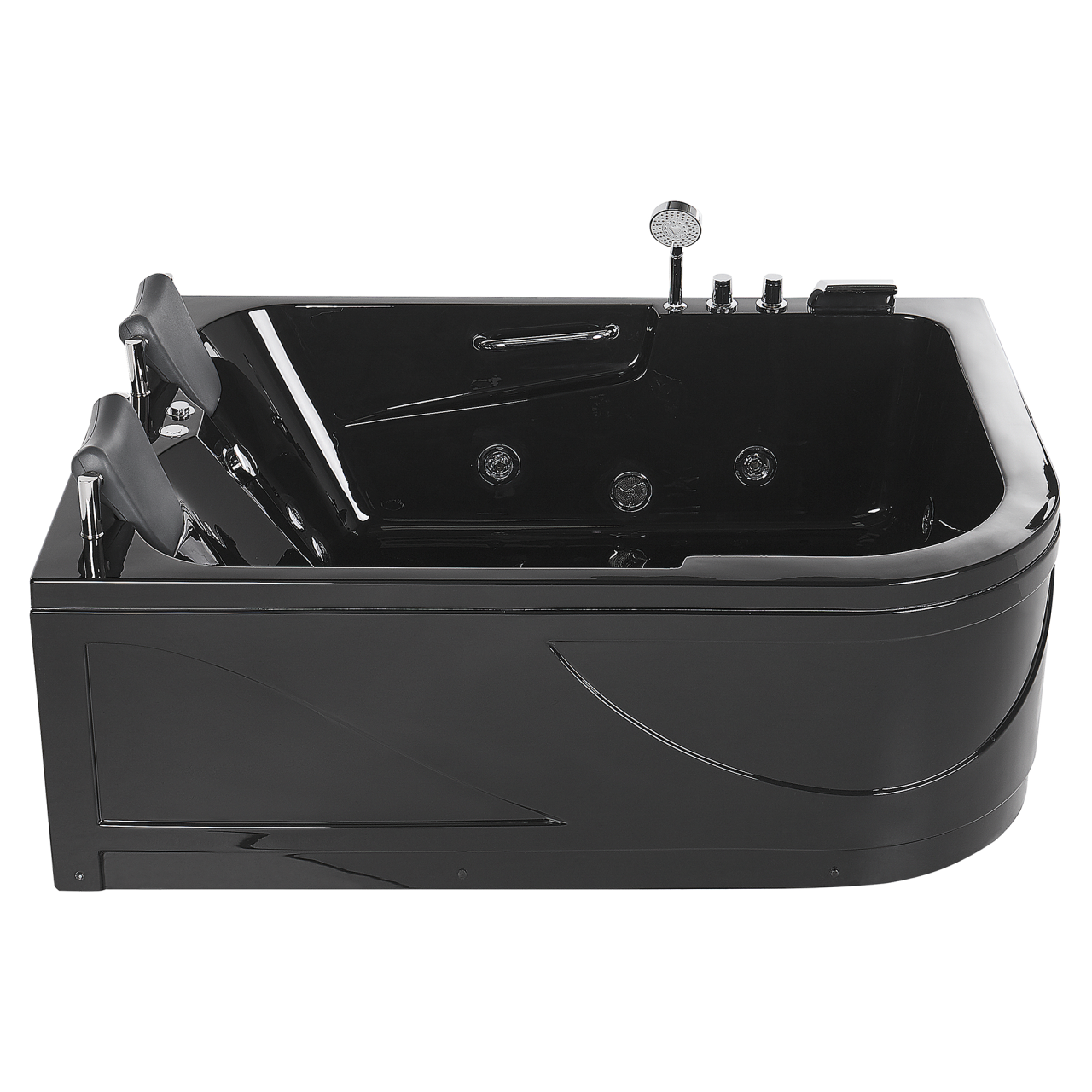 BAYAMO LED corner bathtub with whirlpool Right 170 x 120 cm Black [4]