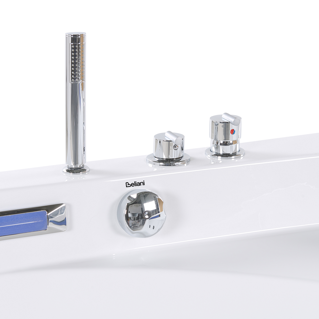 Corner LED bathtub with whirlpool CACERES 211 x 150 cm White [7]