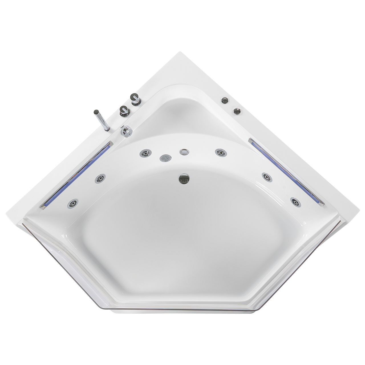 Corner LED bathtub with whirlpool CACERES 211 x 150 cm White [6]