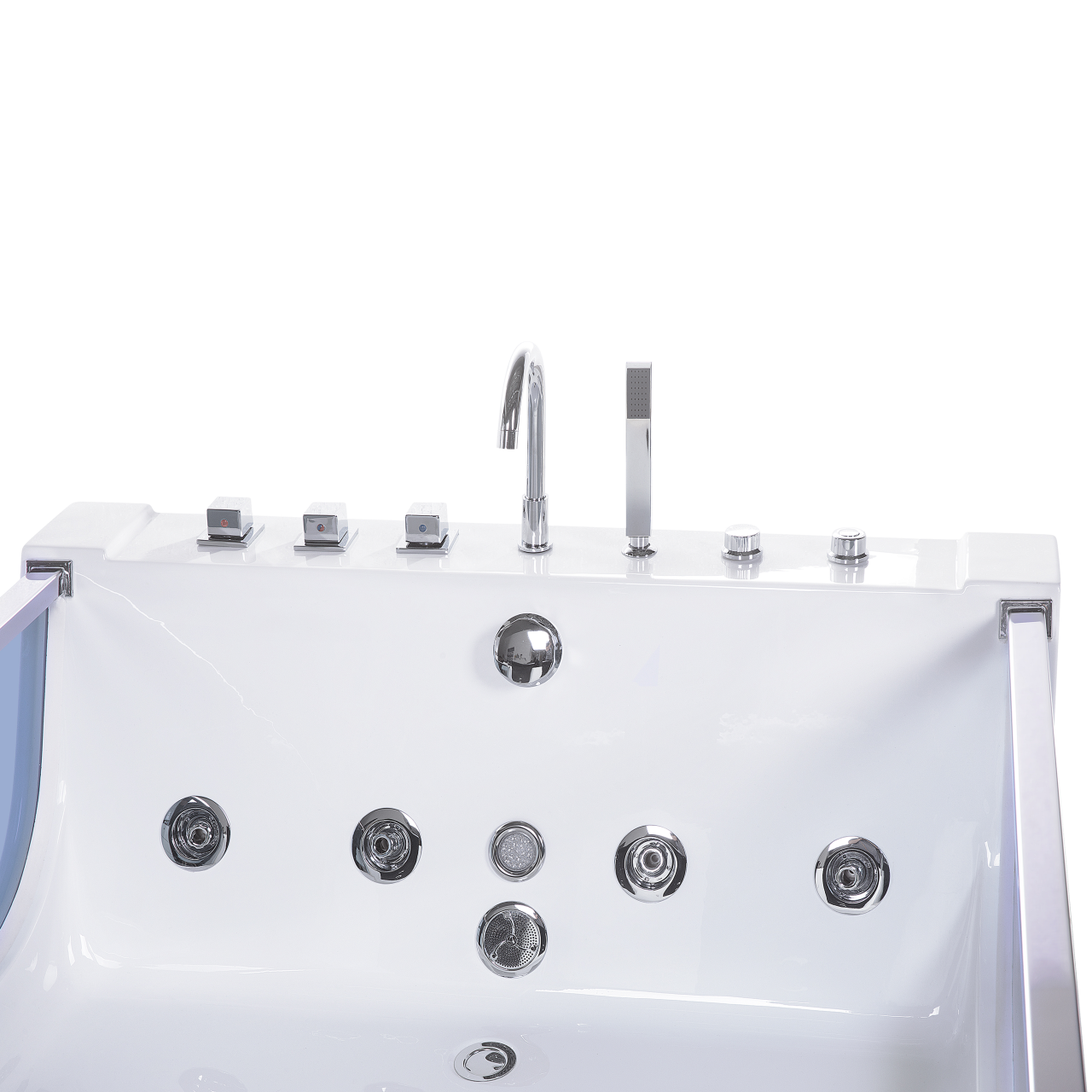 Cadă de colț LED cu hidromasaj CURACAO 180 x 120 cm Alb [7]