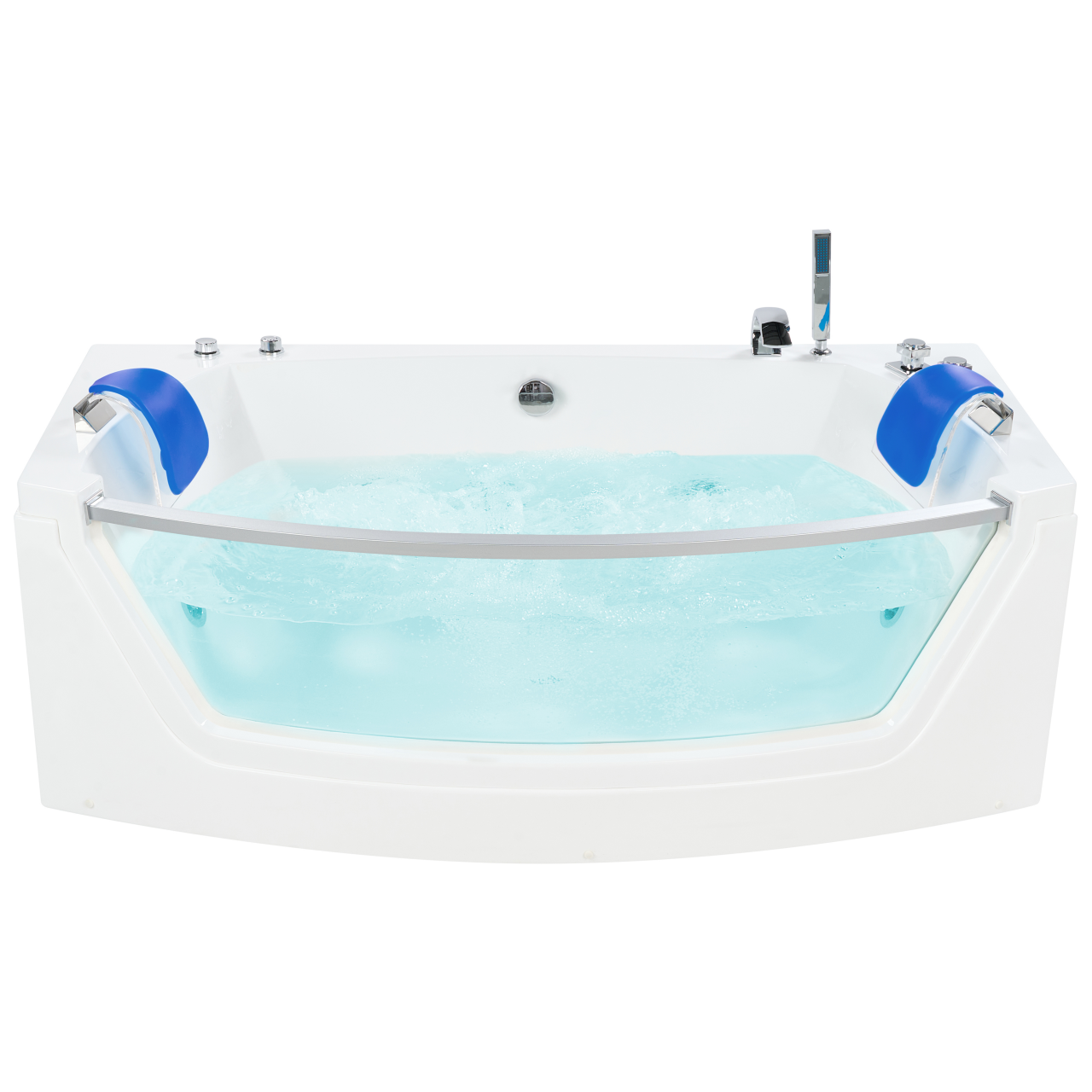 Corner LED bathtub with hydromassage FUERTE 175 x 85 cm White [2]