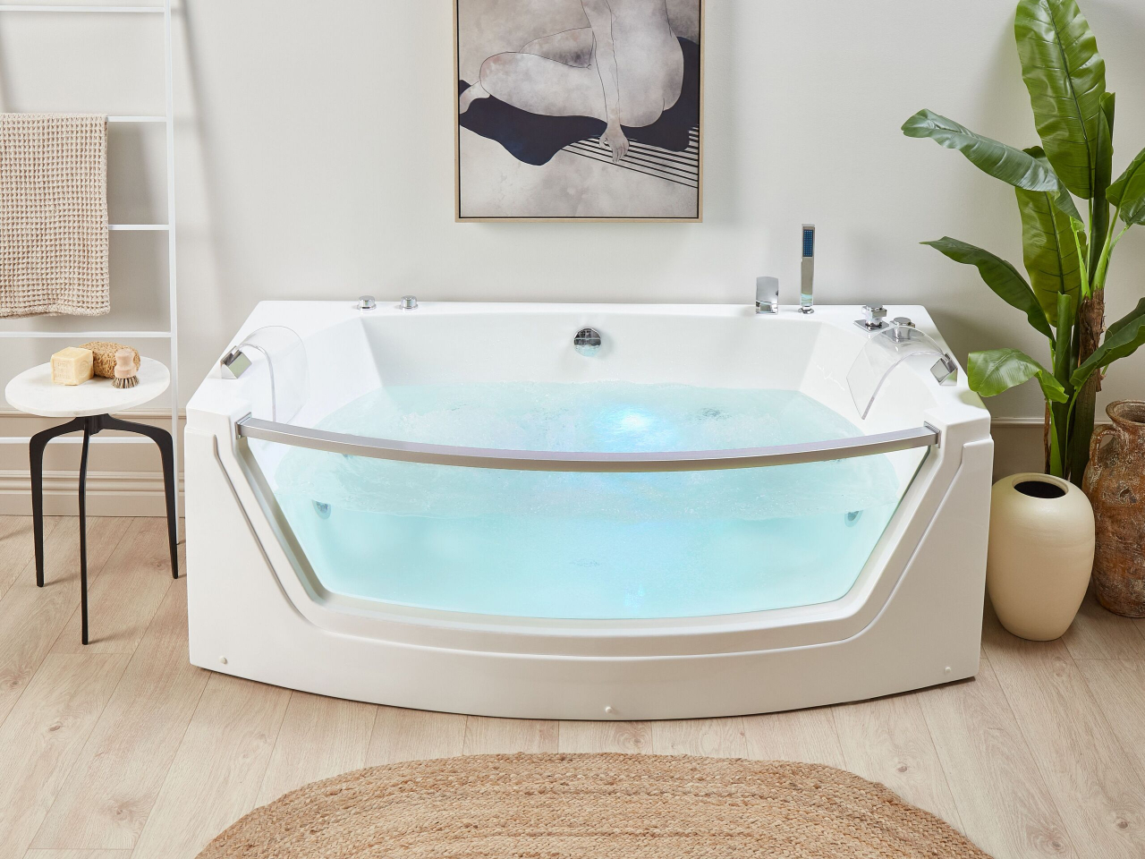FUERTE LED corner bathtub with whirlpool 175 x 85 cm White [1]