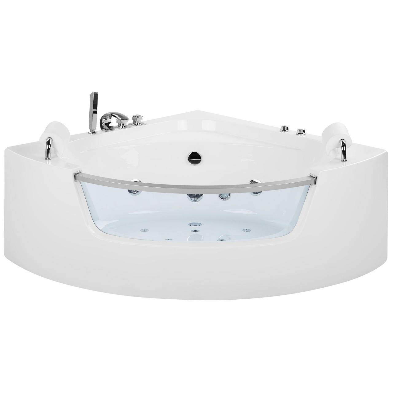 LED corner bathtub with whirlpool MANGLE 187 x 136 cm White [5]