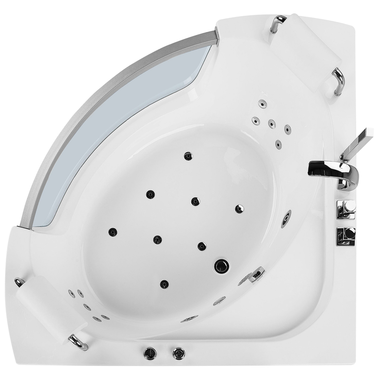 LED corner bathtub with whirlpool MANGLE 187 x 136 cm White [6]