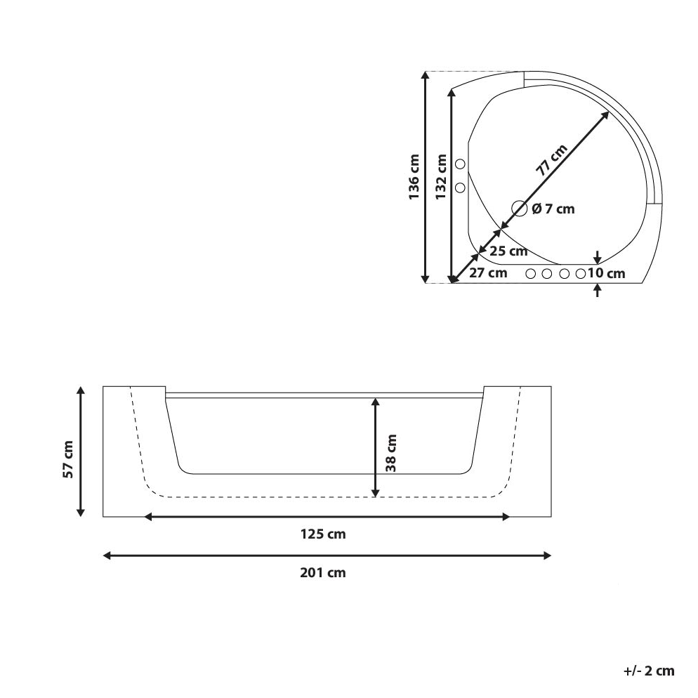 MANGLE LED corner bathtub with hydromassage 187 x 136 cm White [3]