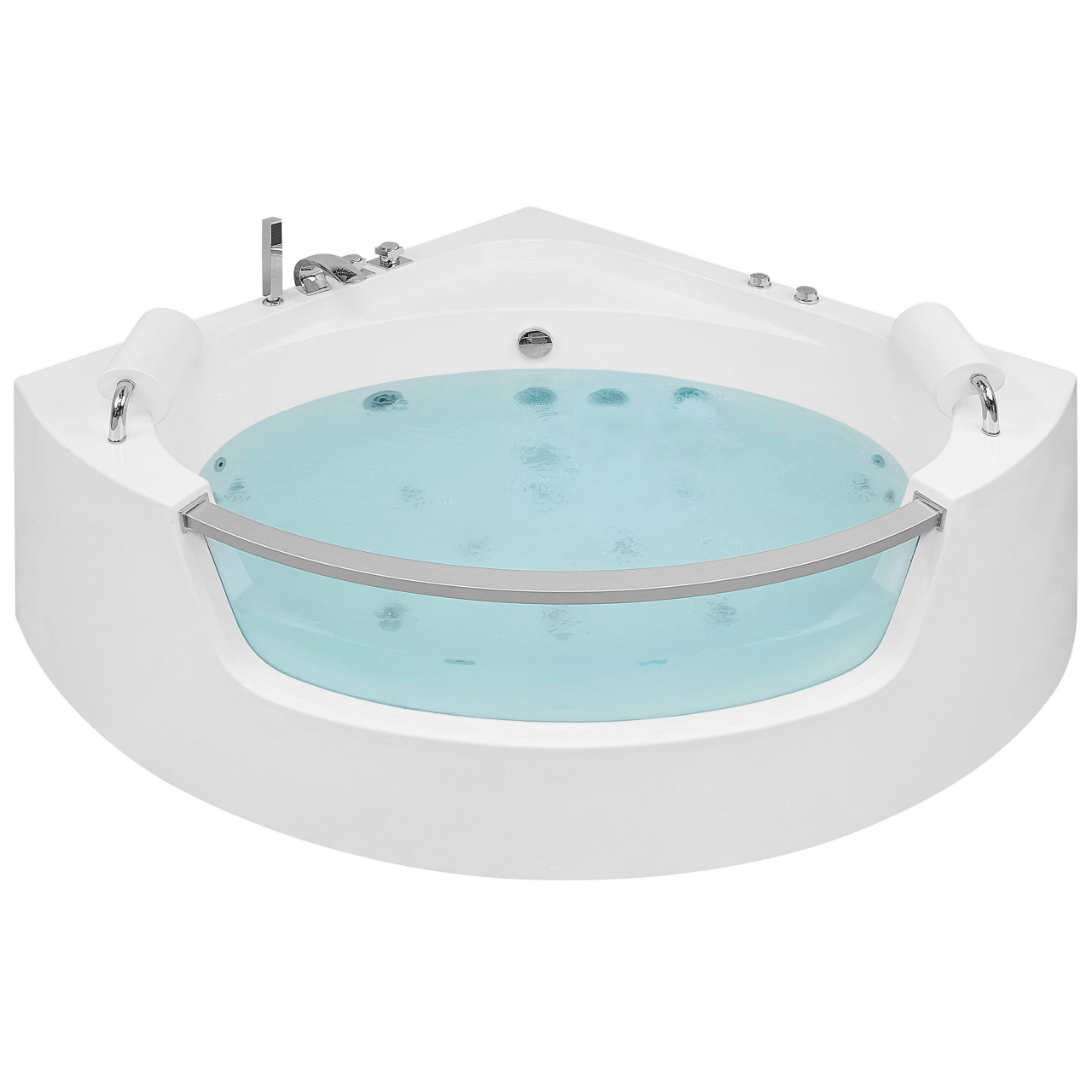 LED corner bathtub with whirlpool MANGLE 187 x 136 cm White [2]