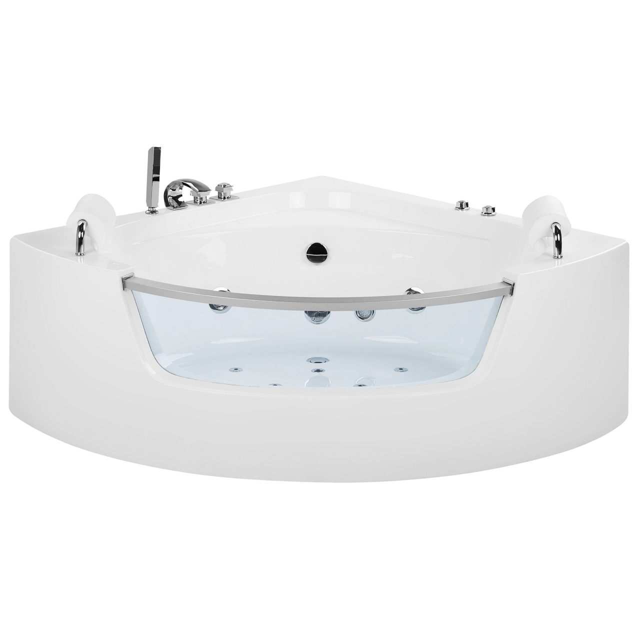 Corner LED bathtub with whirlpool MANGLE 201 x 150 cm White [5]