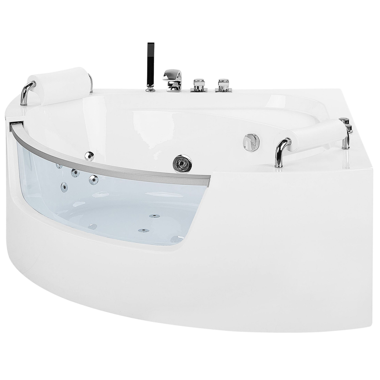 Corner LED bathtub with hydromassage MANGLE 201 x 150 cm White [4]