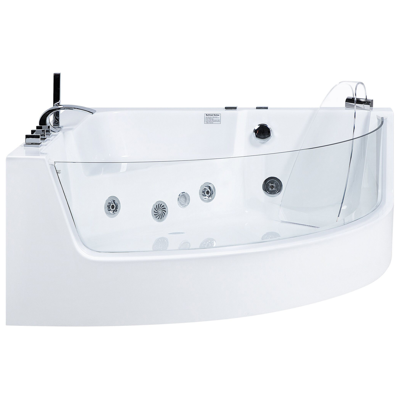 Corner LED bathtub with hydromassage MARINA 190 x 135 cm White [7]