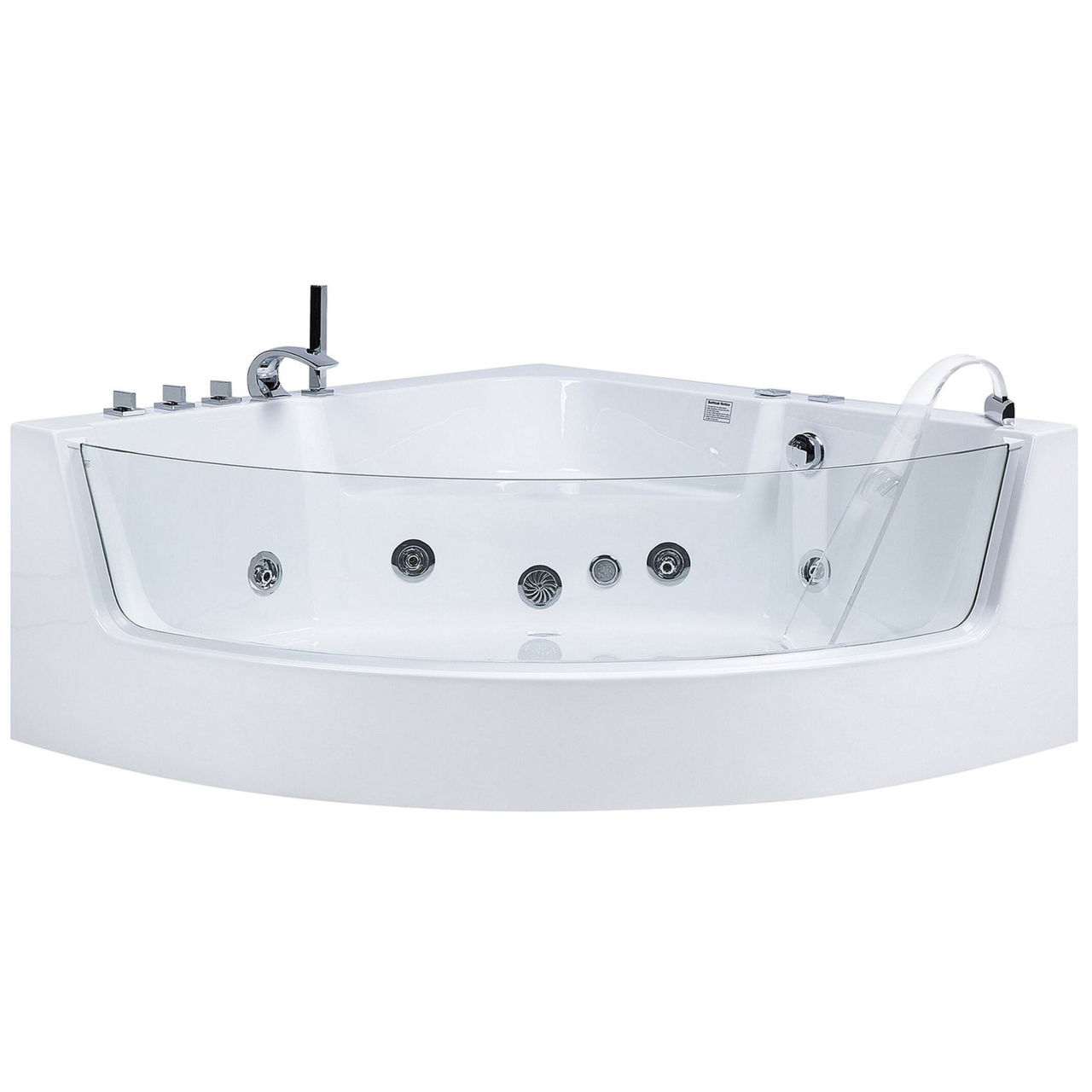 Corner LED bathtub with hydromassage MARINA 190 x 135 cm White [5]