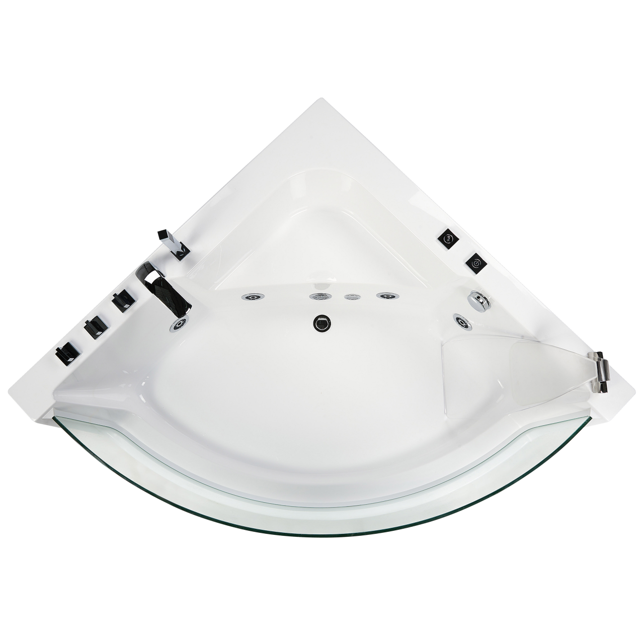 Corner LED bathtub with hydromassage MARINA 190 x 135 cm White [8]