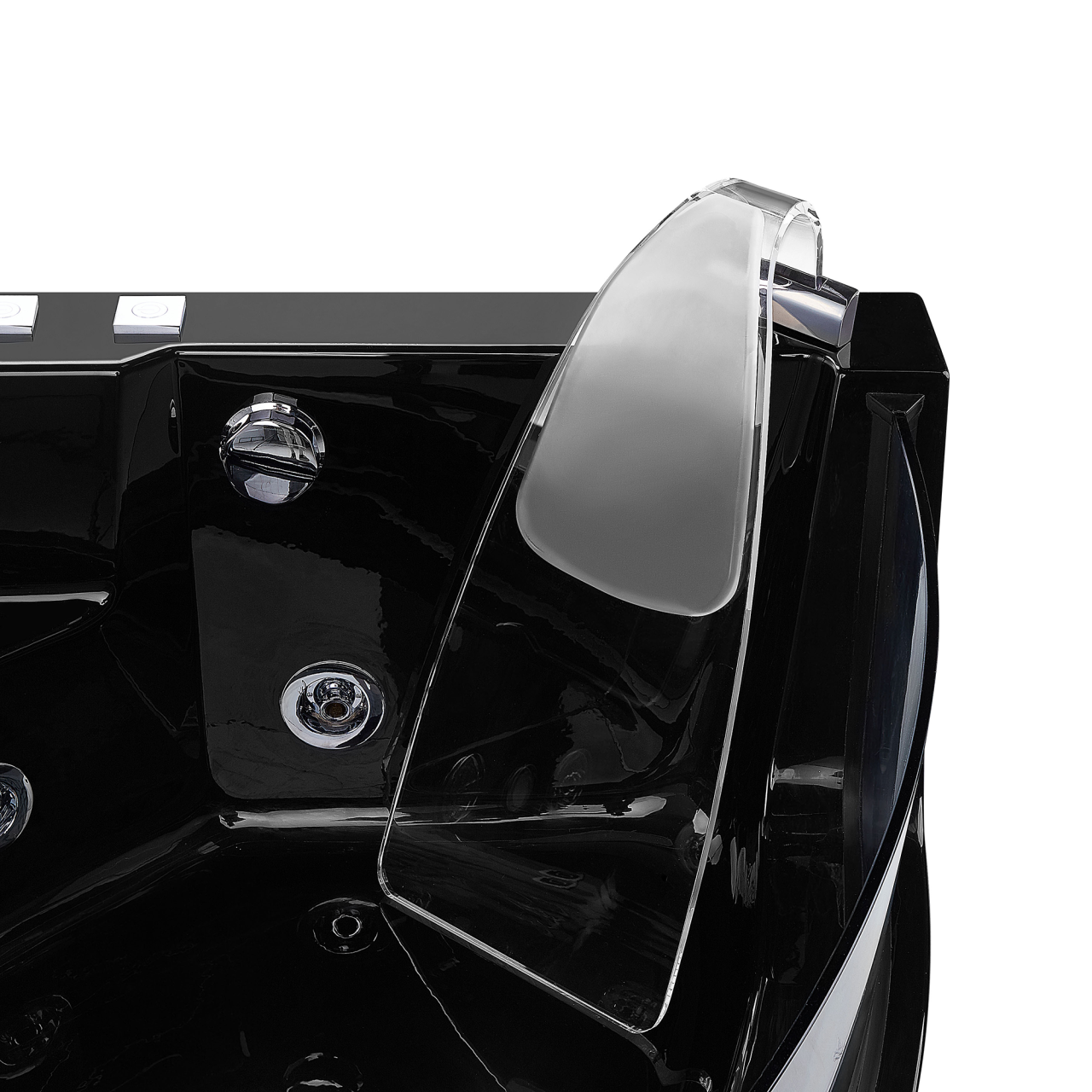 Corner LED bathtub with hydromassage MARINA 190 x 135 cm Black [9]