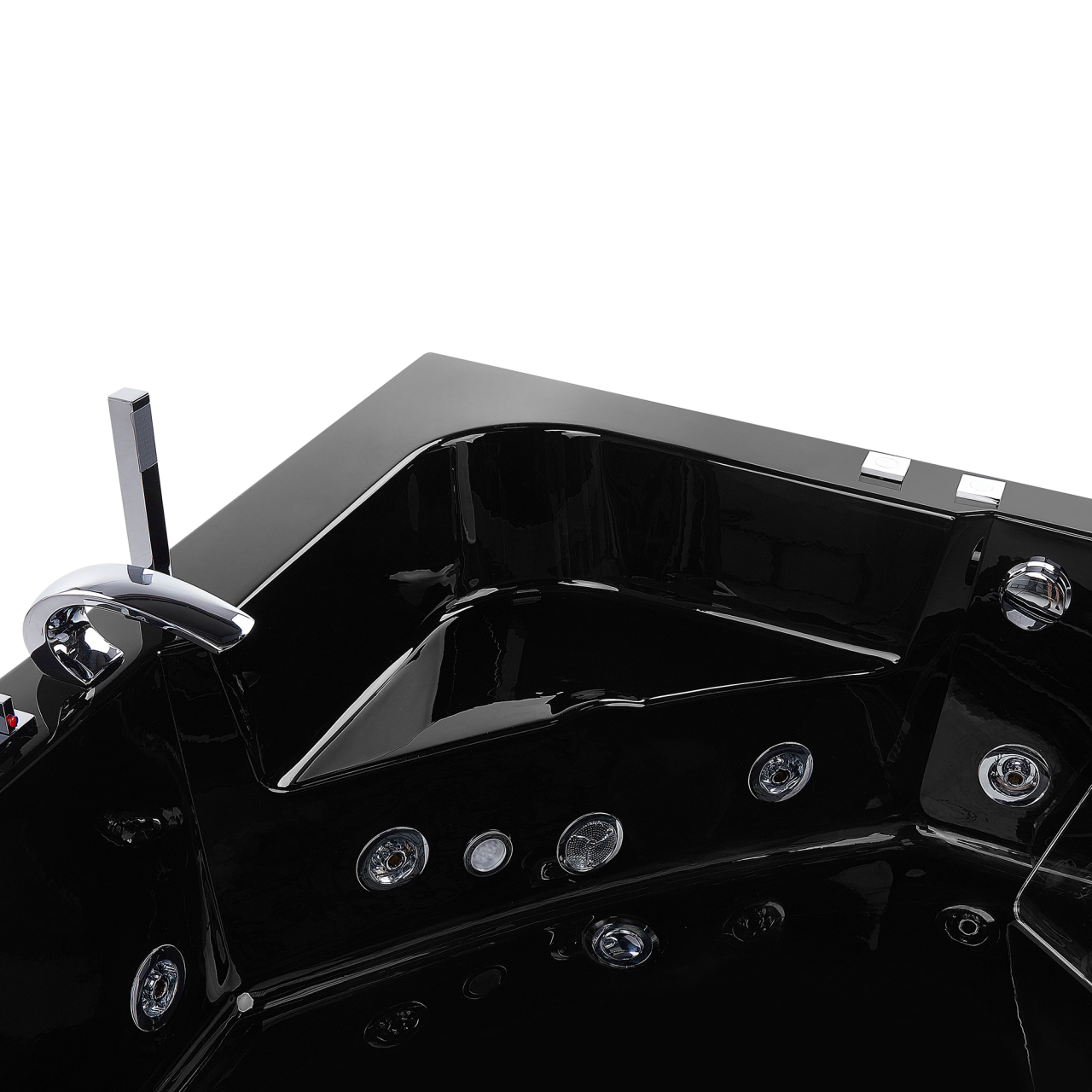 Corner LED bathtub with hydromassage MARINA 190 x 135 cm Black [8]