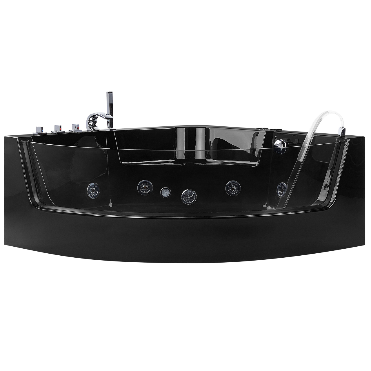 Corner LED bathtub with hydromassage MARINA 190 x 135 cm Black [6]