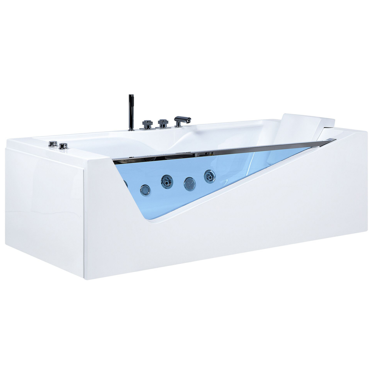 MARQUIS LED corner bathtub with hydromassage 180 x 90 cm White [5]