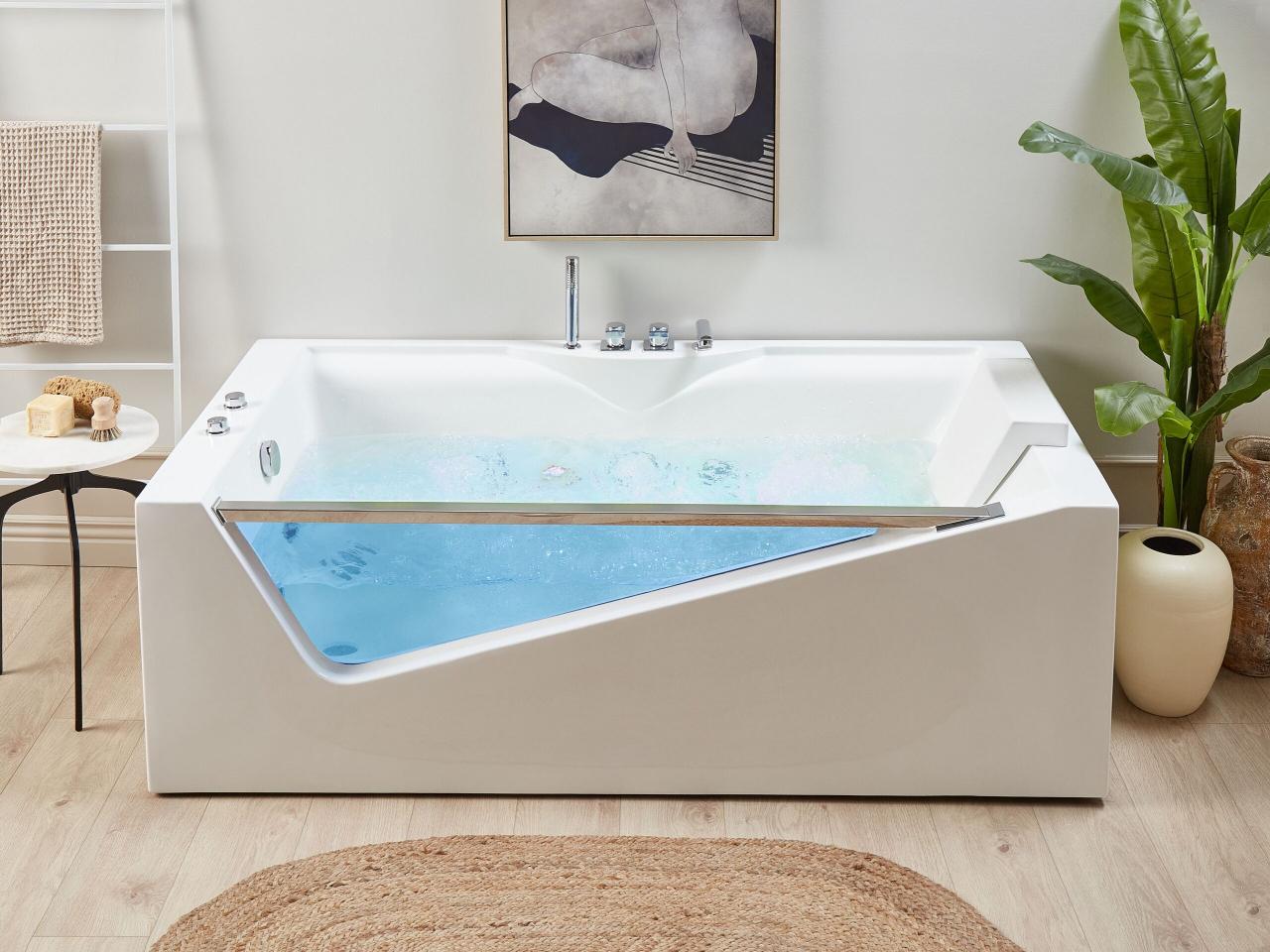 MARQUIS LED corner bathtub with hydromassage 180 x 90 cm White [1]