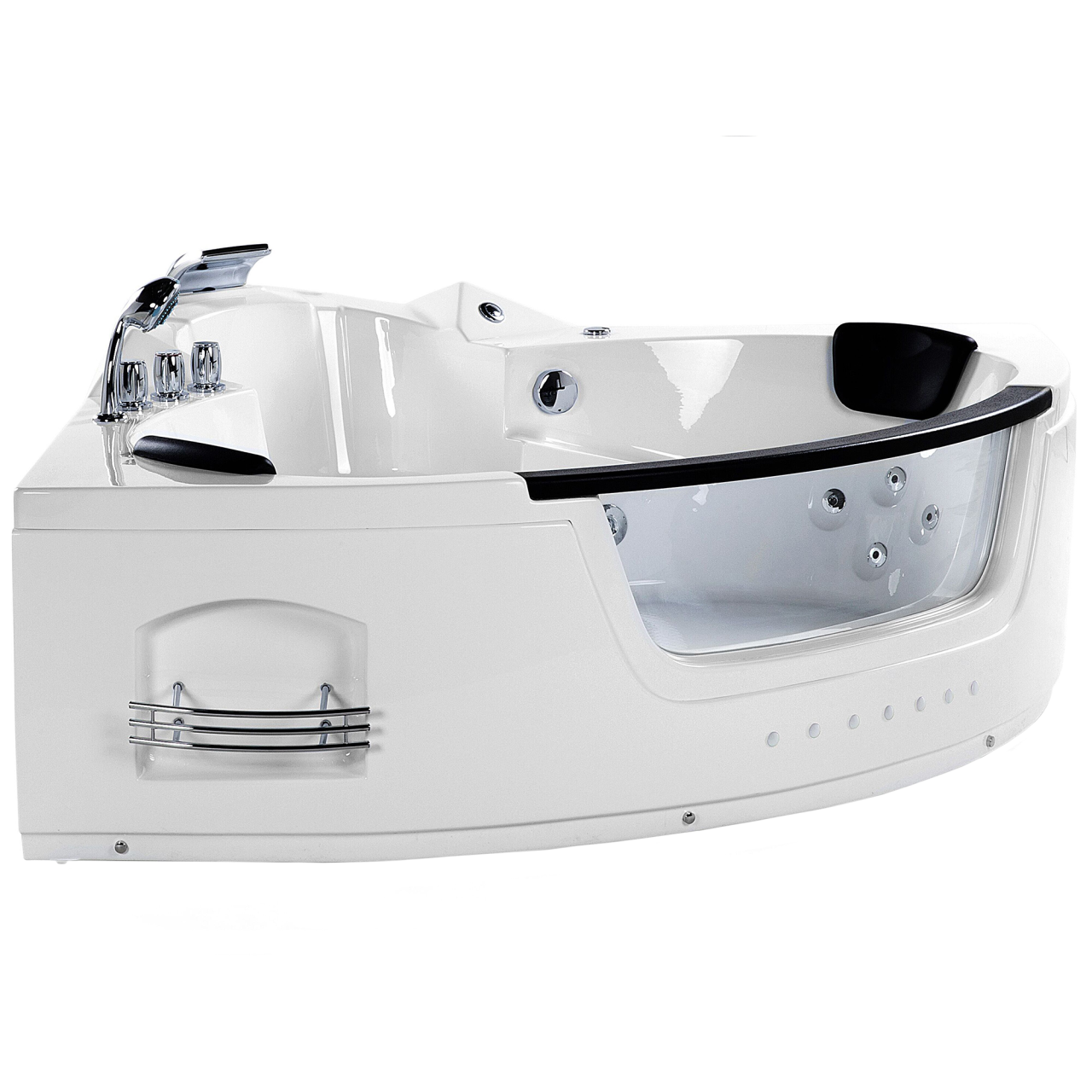 LED corner bathtub with whirlpool MARTINICA 198 x 144 cm White [5]