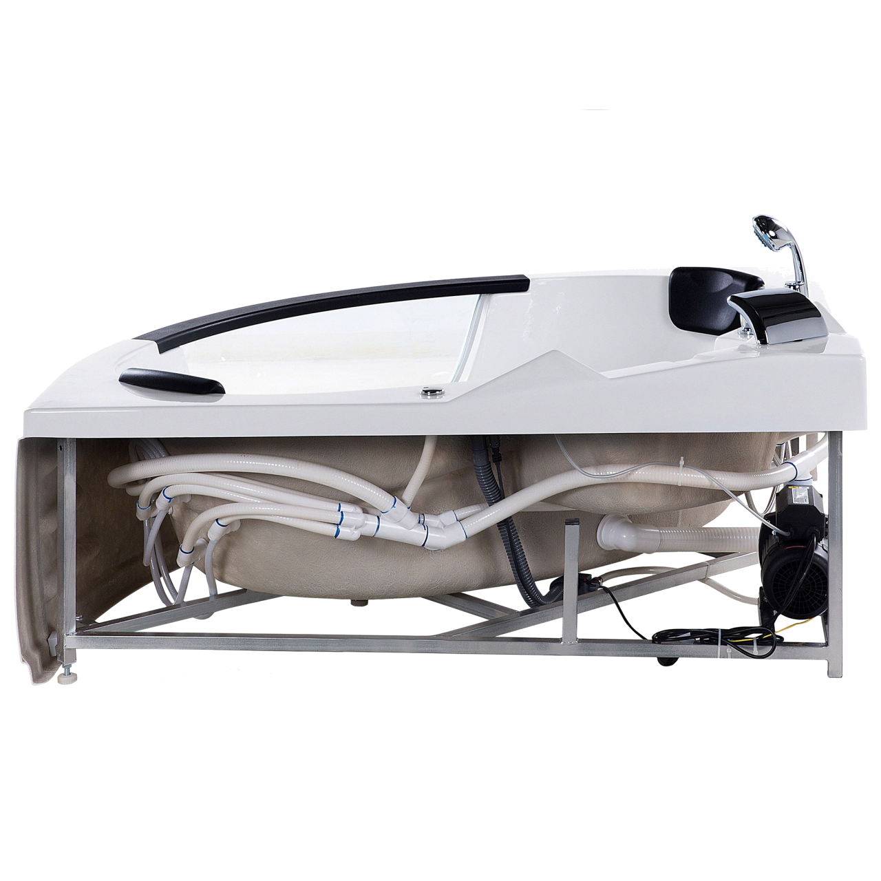 LED corner bathtub with whirlpool MARTINICA 198 x 144 cm White [6]