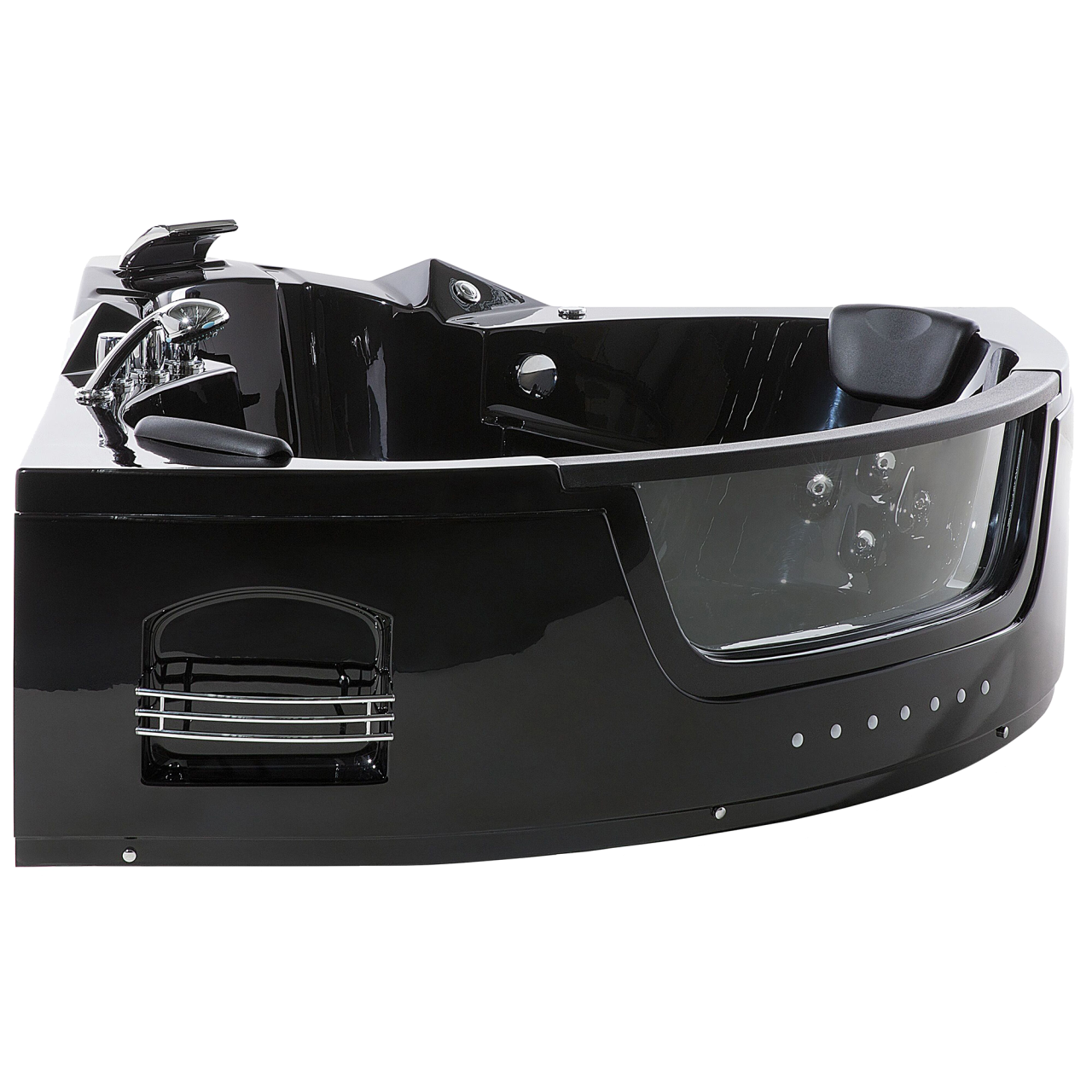 Cadă de colț LED cu hidromasaj MARTINICA 198 x 144 cm Negru [5]