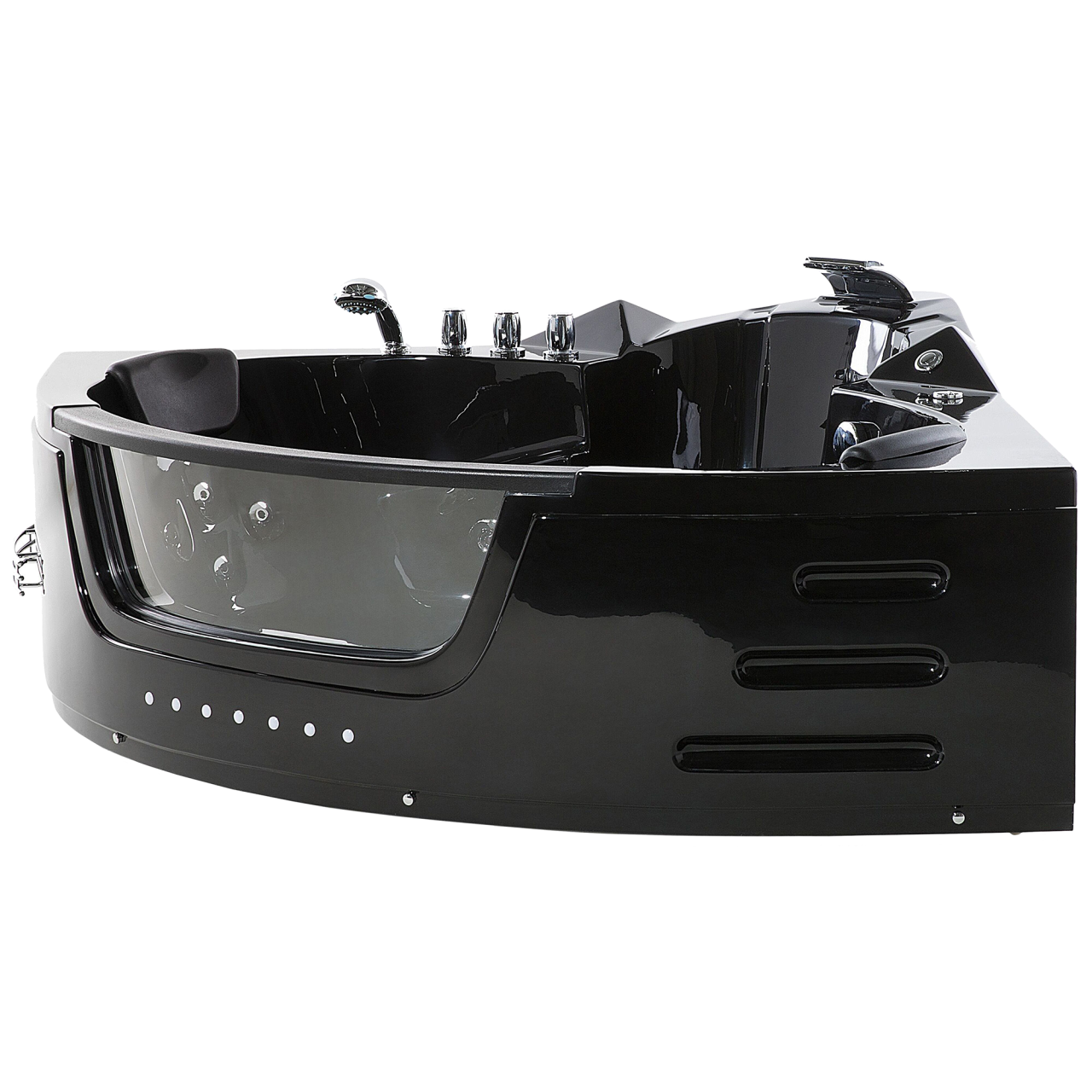 Cadă de colț LED cu hidromasaj MARTINICA 198 x 144 cm Negru [6]