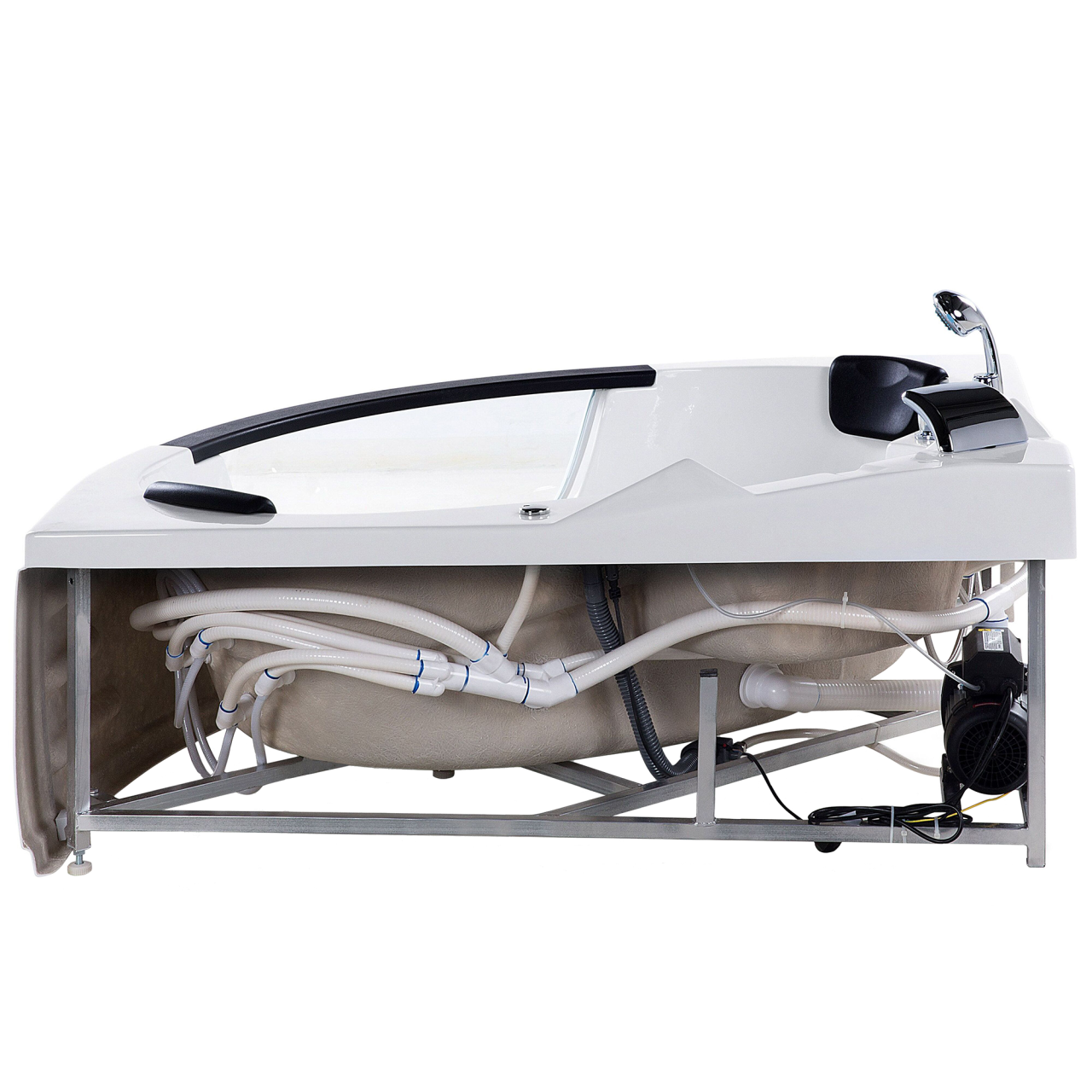 MARTINICA LED corner bathtub with hydromassage 214 x 155 cm White [6]