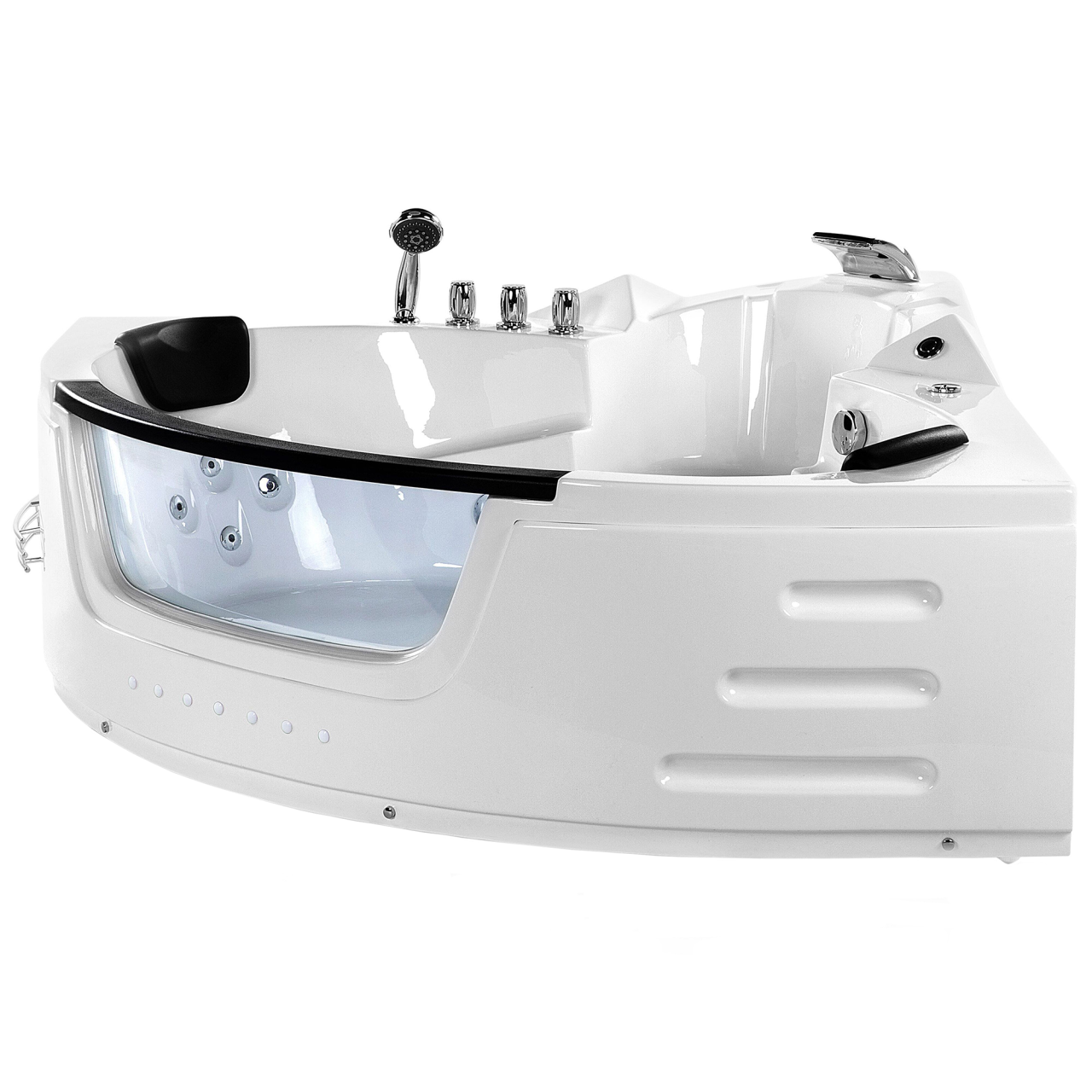 MARTINICA LED corner bathtub with hydromassage 214 x 155 cm White [4]