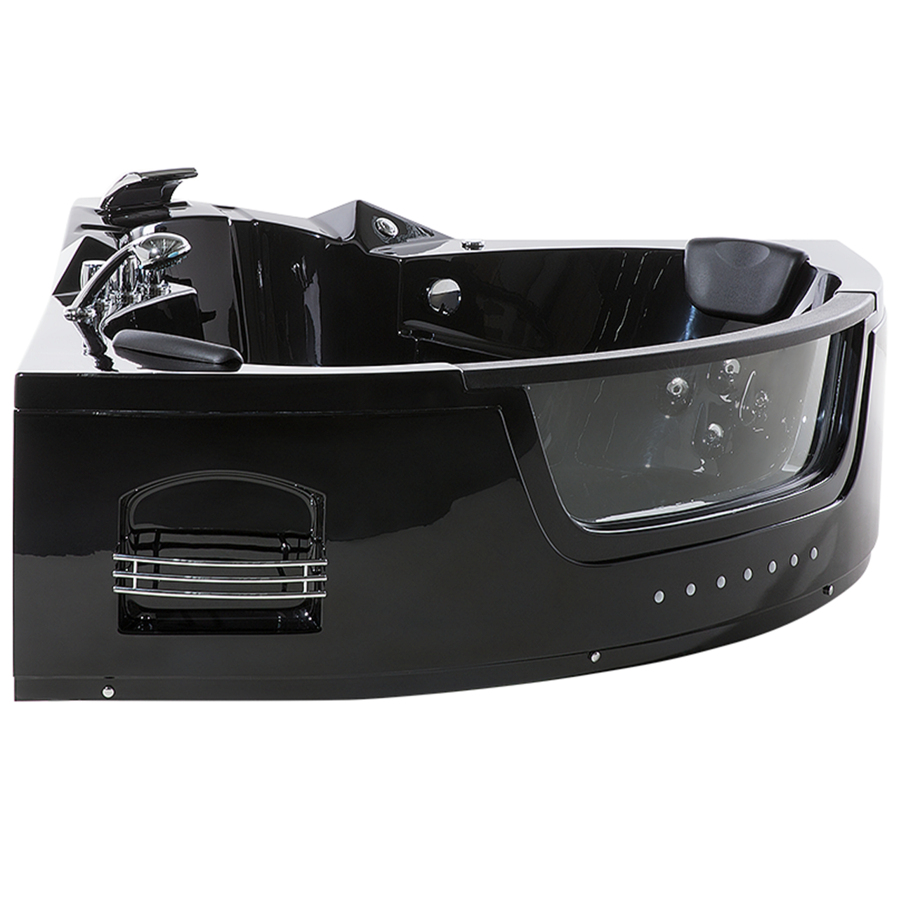 MARTINICA LED corner bathtub with hydromassage 214 x 155 cm Black [5]