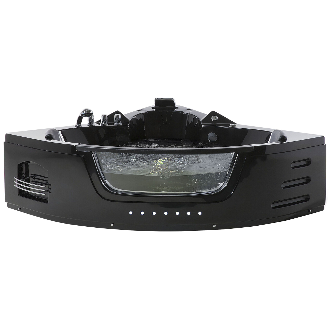 Corner LED bathtub with hydromassage MARTINICA 214 x 155 cm Black [2]