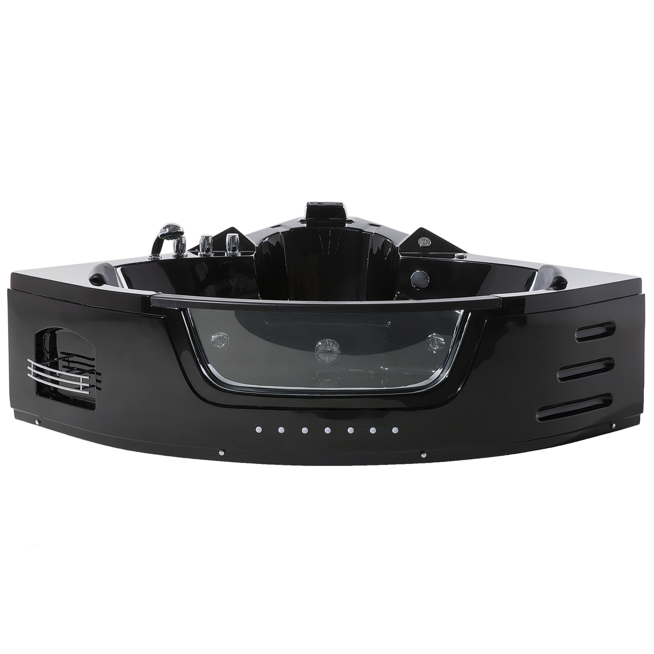 Corner LED bathtub with hydromassage MARTINICA 214 x 155 cm Black [6]