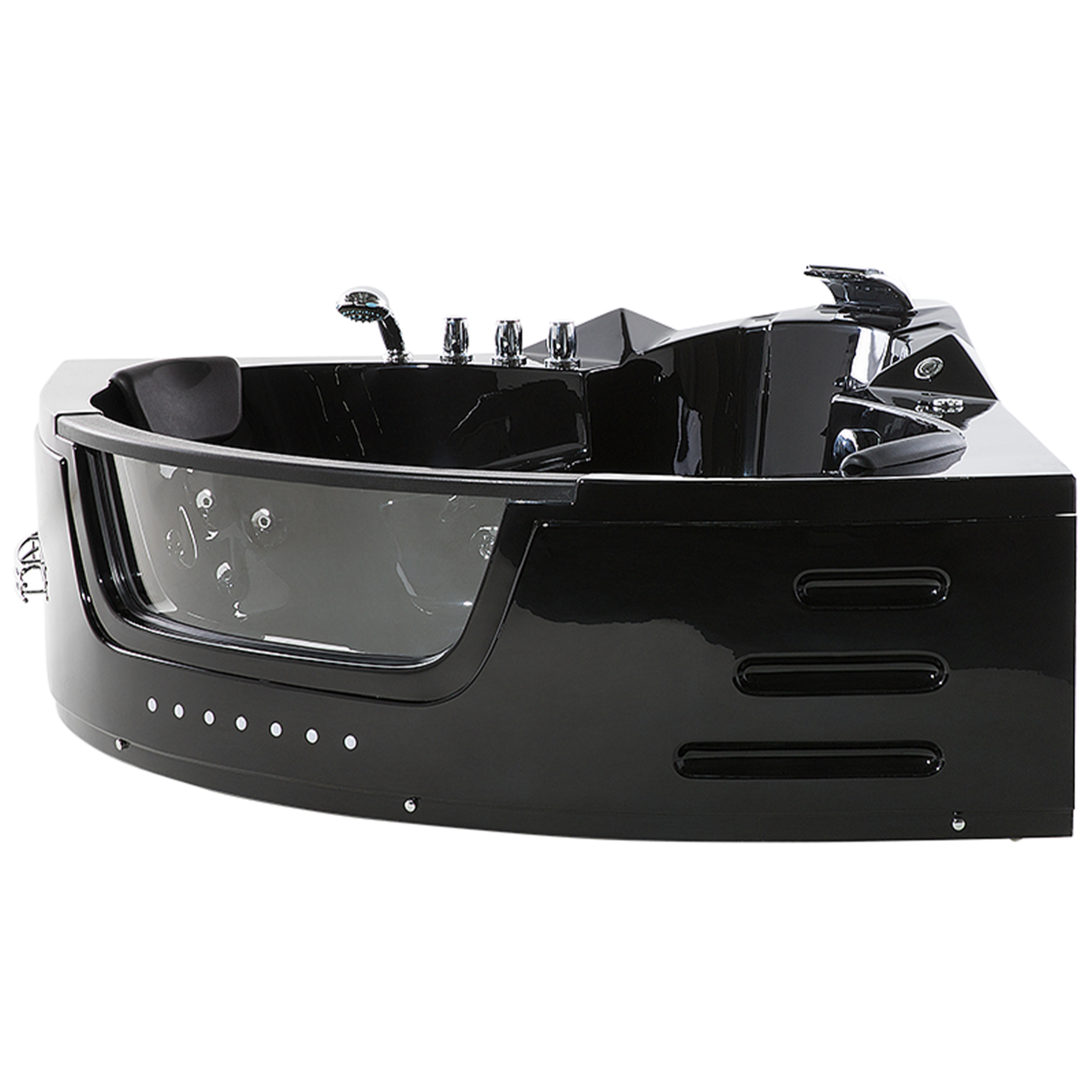 MARTINICA LED corner bathtub with hydromassage 214 x 155 cm Black [4]
