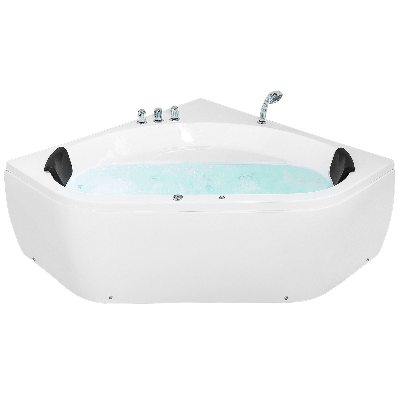 LED corner bathtub with hydromassage MEVES 140 x 140 cm White [2]