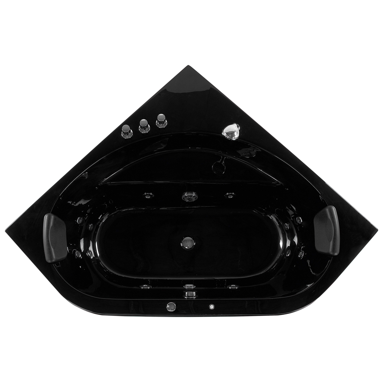 Corner LED bathtub with hydromassage MEVES 140 x 140 cm Black [9]