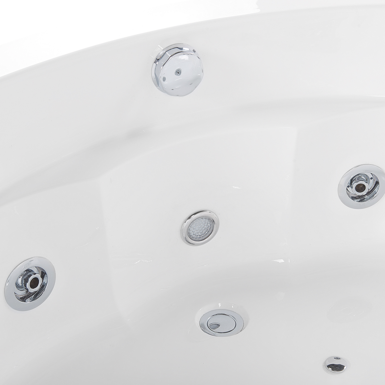 LED corner bathtub with hydromassage MONACO With integrated Bluetooth speaker 210 x 145 cm White [6]