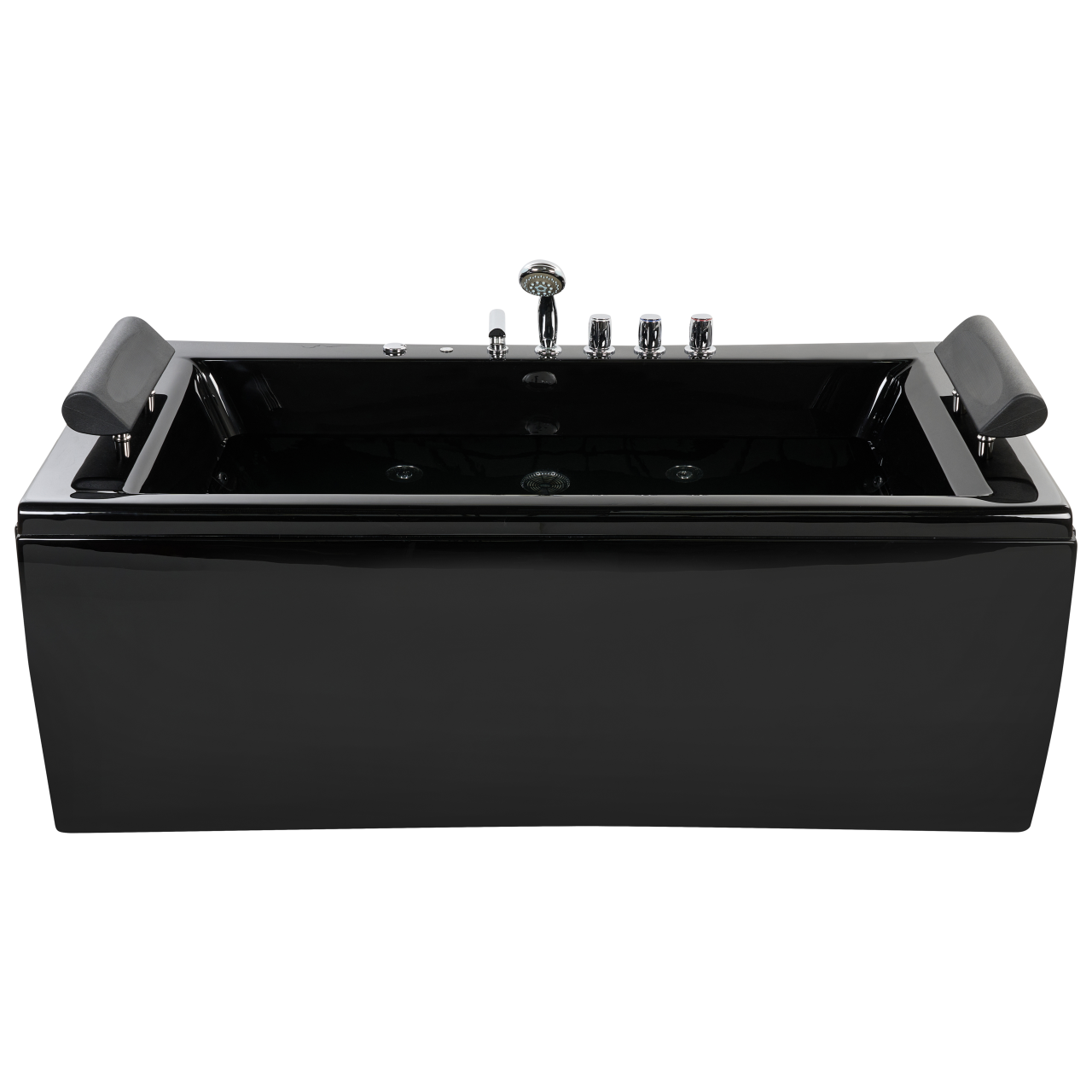 LED corner bathtub with hydromassage MONTEGO 172 x 83 cm Black [4]
