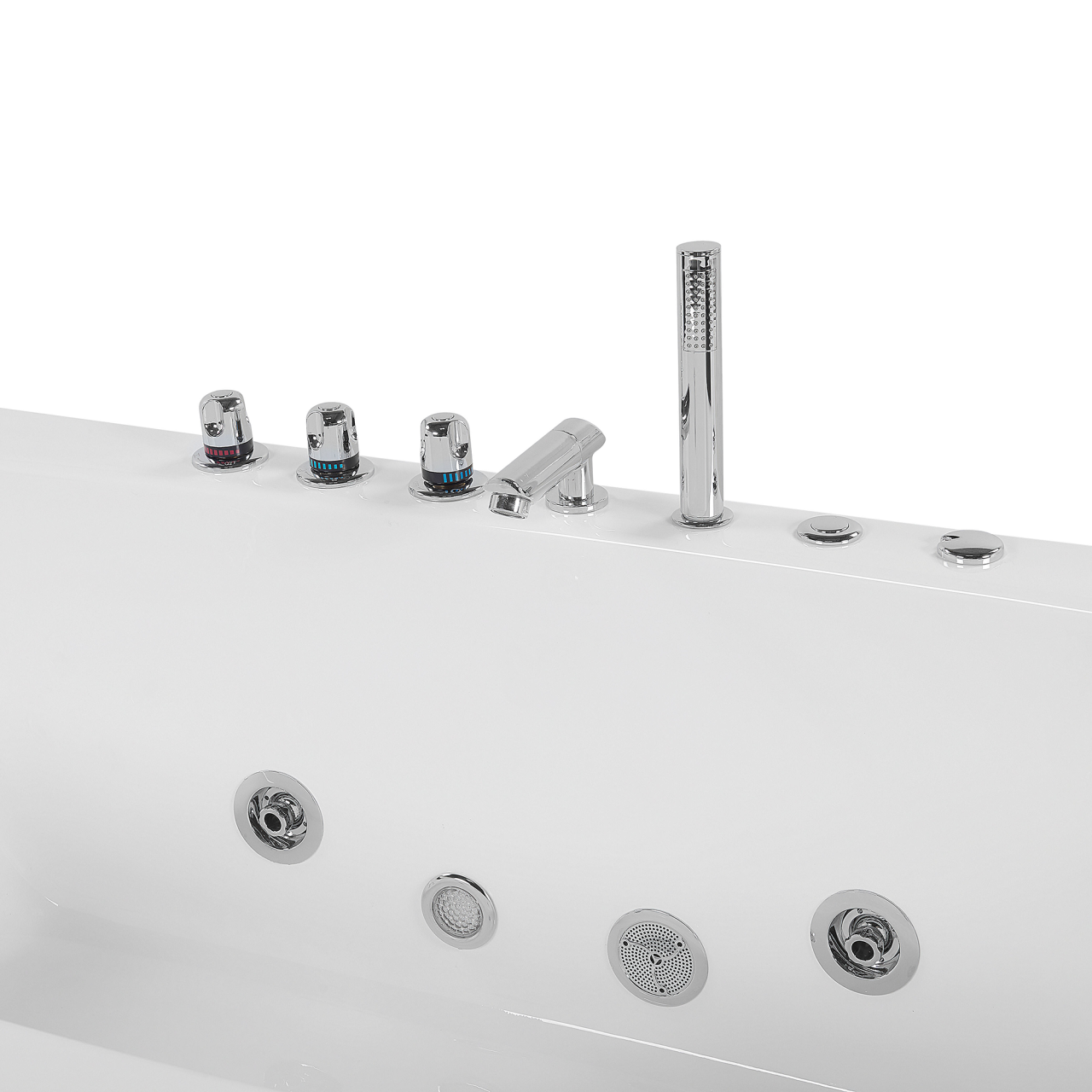 Corner LED bathtub with hydromassage MOOR 173 x 81 cm White [7]