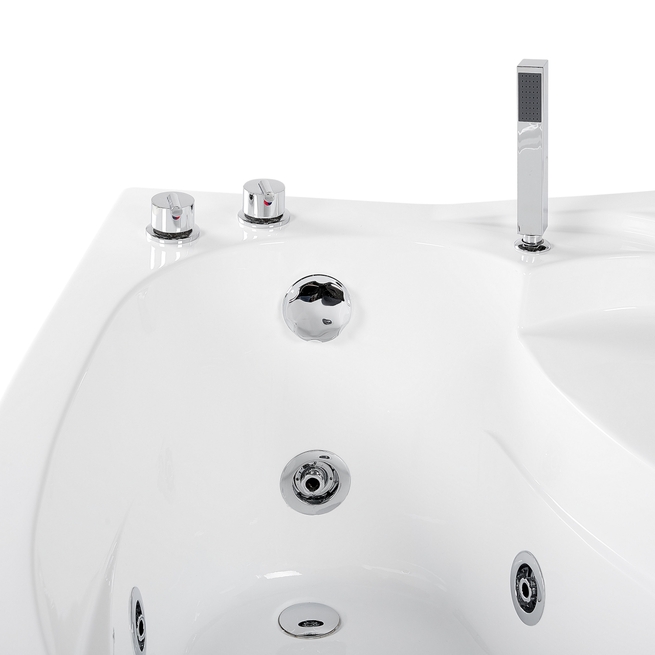 LED corner bathtub with hydromassage NEIVA Right 150 x 100 cm White [8]