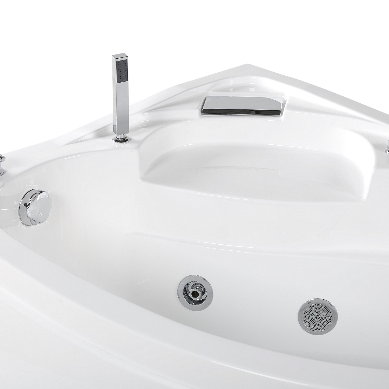 Corner LED bathtub with hydromassage NEIVA Right 150 x 100 cm White [7]